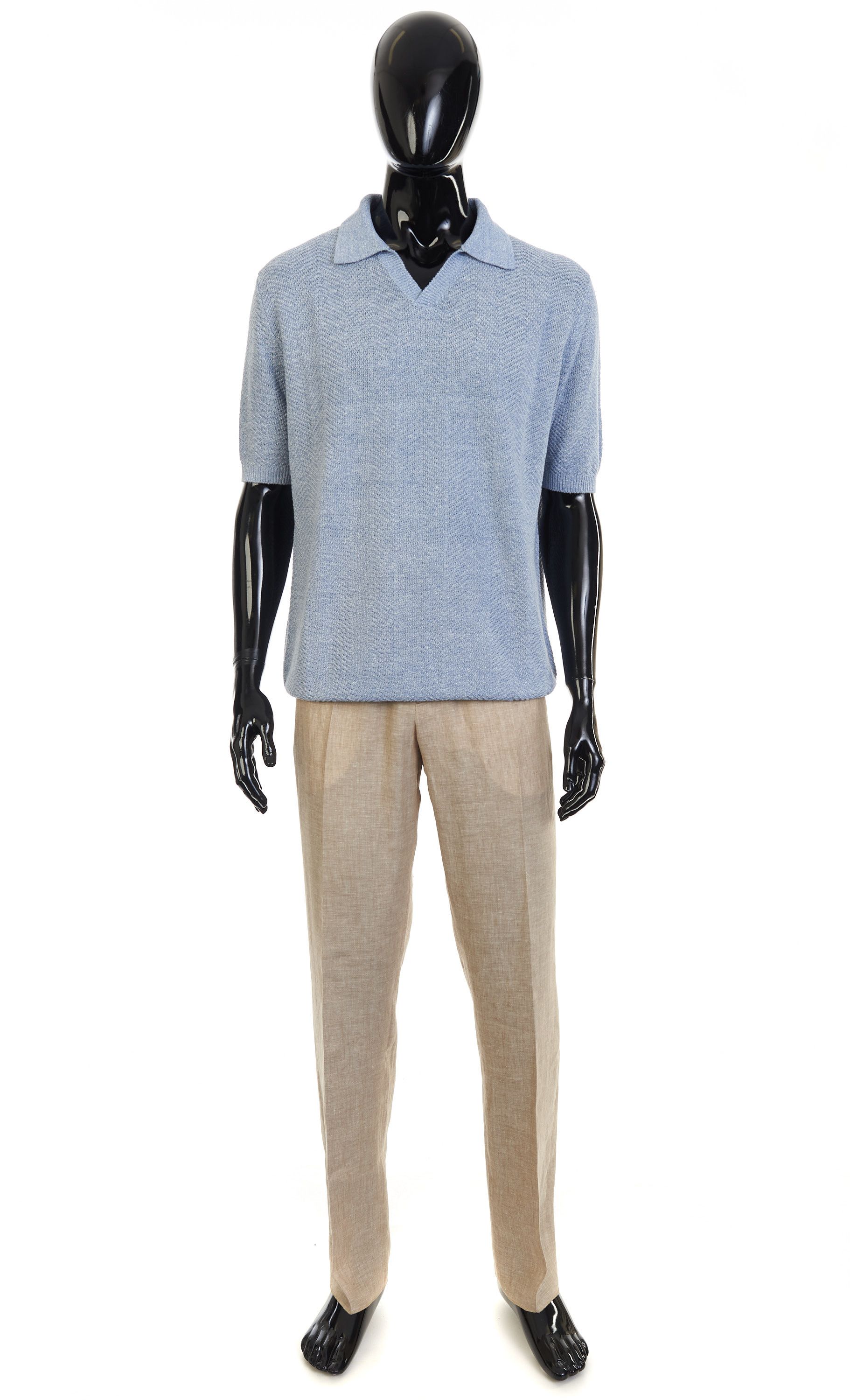 Other Brett Johnson Silk & Linen Polo Shirt, Herringbone Knit Size US M / EU 48-50 / 2 - 2 Thumbnail