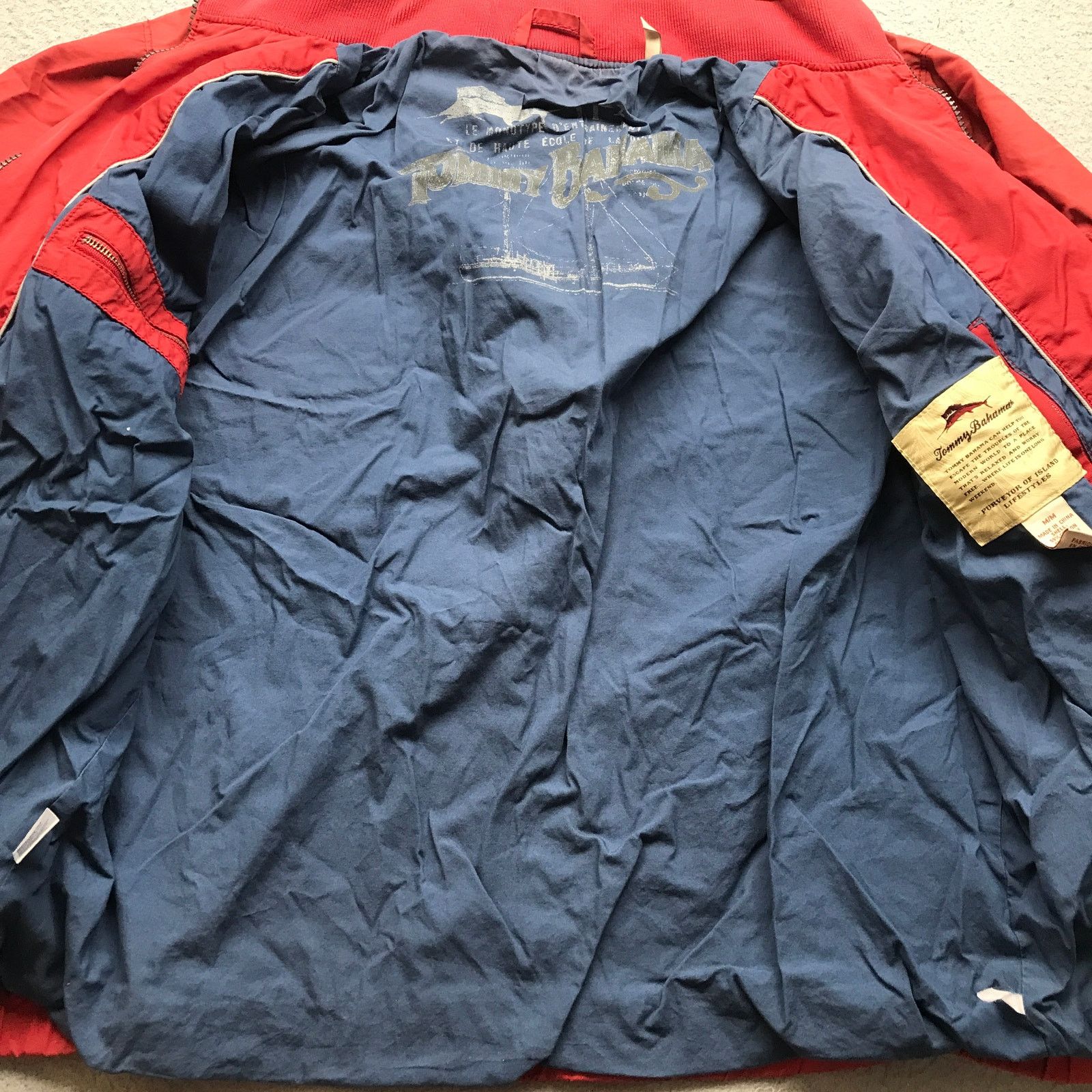 Tommy Bahama Tommy Bahama Lined Bomber Jacket Mens Medium Red Full Zip Size US M / EU 48-50 / 2 - 7 Thumbnail