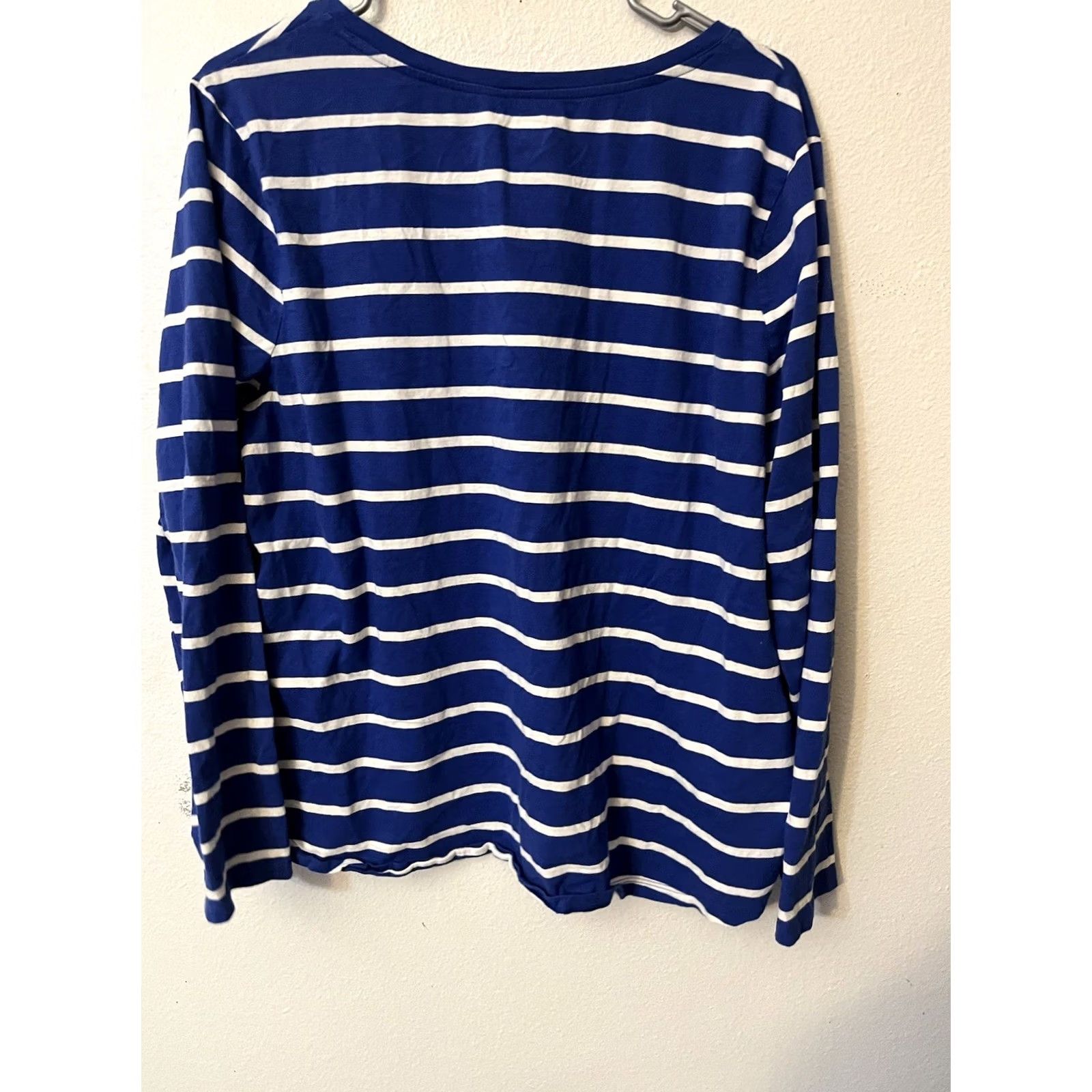 Old Navy Old Navy Womens Blue White Striped Cotton V-Neck Long Sleeve XXL Shirt Size XXL / US 16-18 / IT 52-54 - 3 Thumbnail