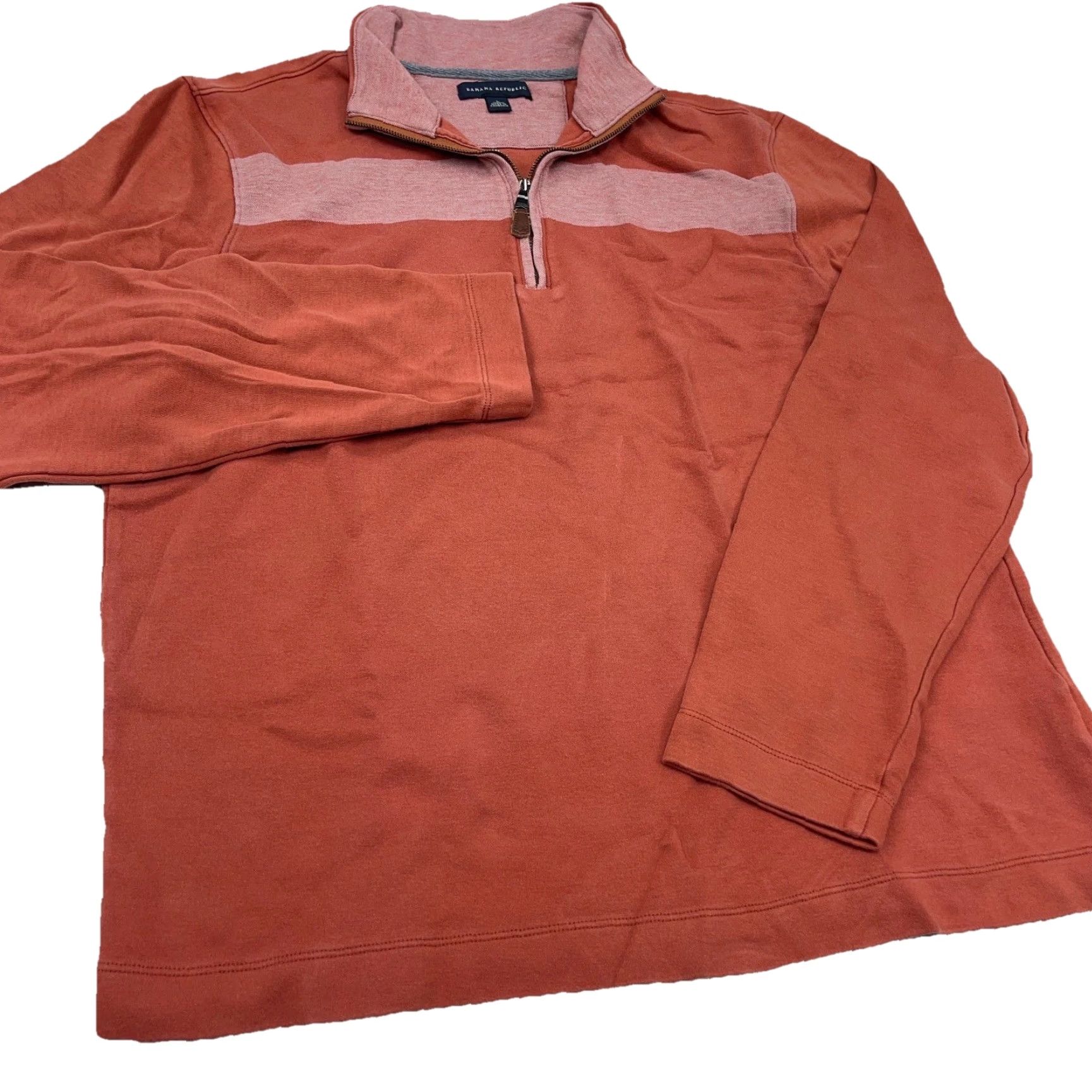 Banana Republic Banana Republic Sweater Men Large Orange Pullover 1/4 Zip Cotton Adult L Knit Striped Fall Winter Modern Preppy Mens Size US L / EU 52-54 / 3 - 4 Thumbnail