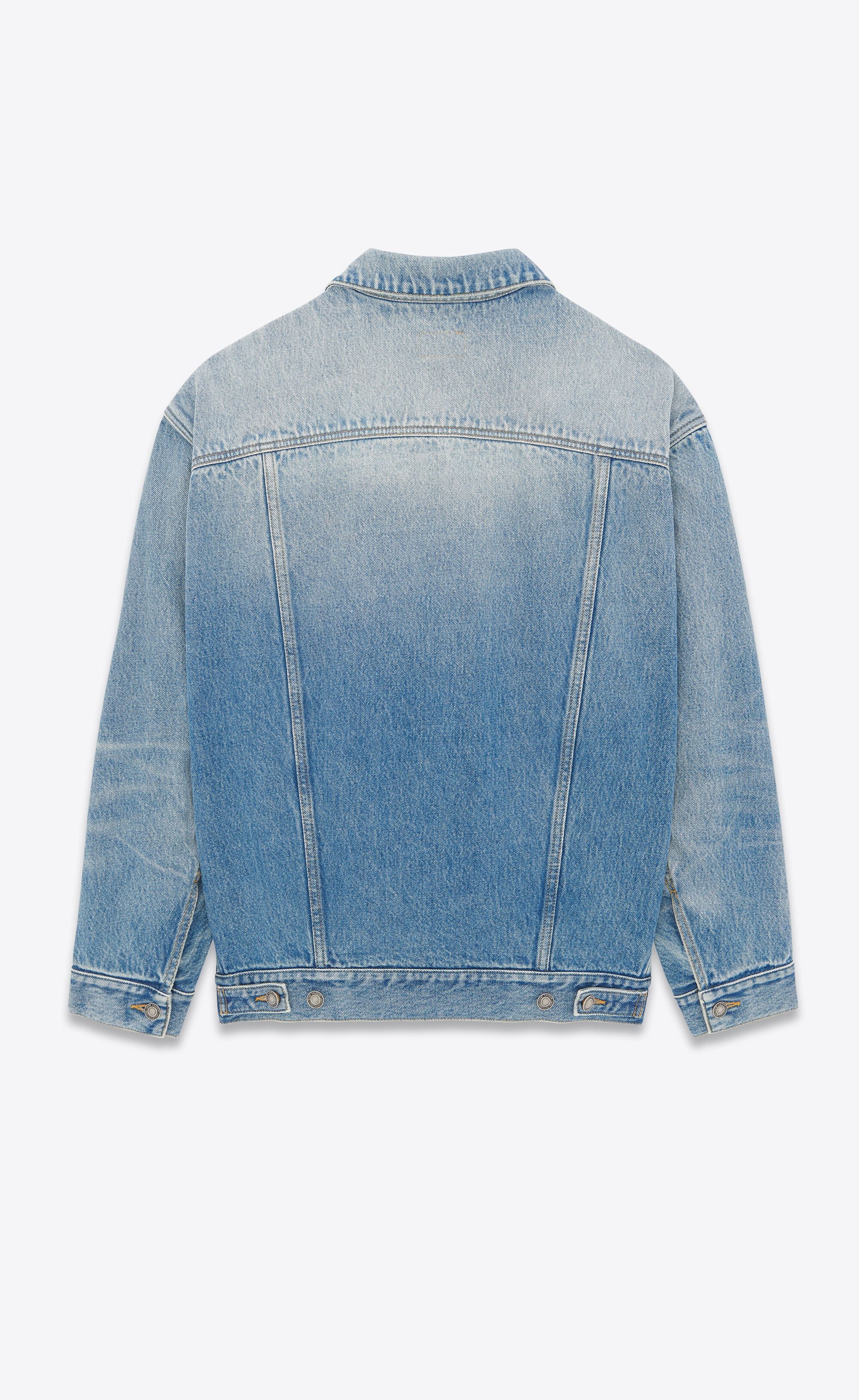 Saint Laurent Paris o1s1wg110225 730958 Oversized Jacket Lake Medium Denim Blue Size US L / EU 52-54 / 3 - 2 Thumbnail
