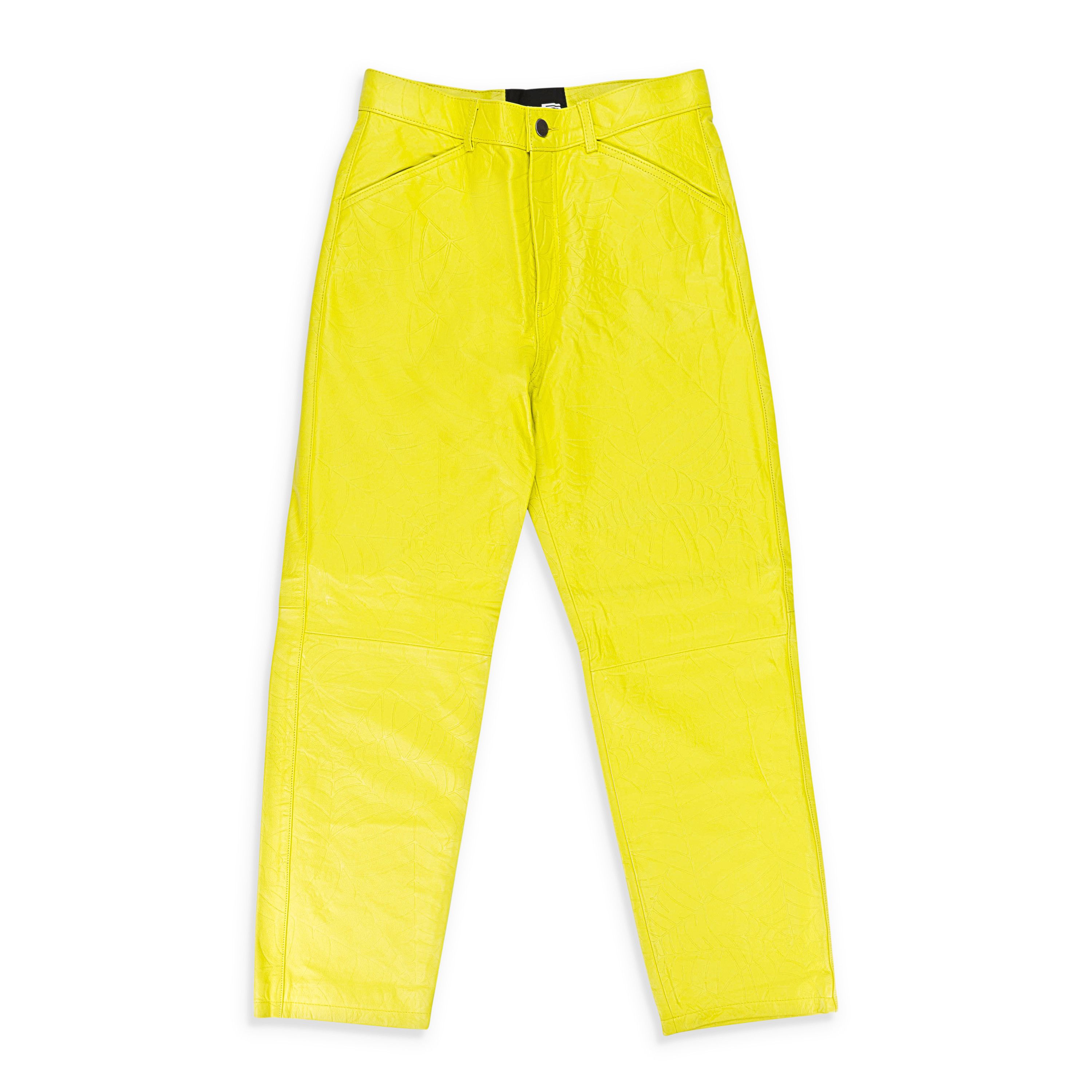 Sp5der DEBOSSED LEATHER YELLOW CASUAL PANTS SIZE 32 Size US 32 / EU 48 - 1 Thumbnail
