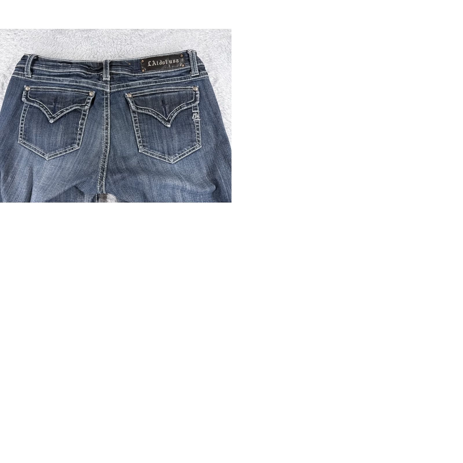 Vintage LA Idol Jeans Women Bootcut Denim 33x26 Blue 13 Medium Wash Cotton Blend Embroidered 5-Pocket Stretch Regular Zip Closure Vintage? No Size 34" / US 12 / IT 48 - 10 Thumbnail