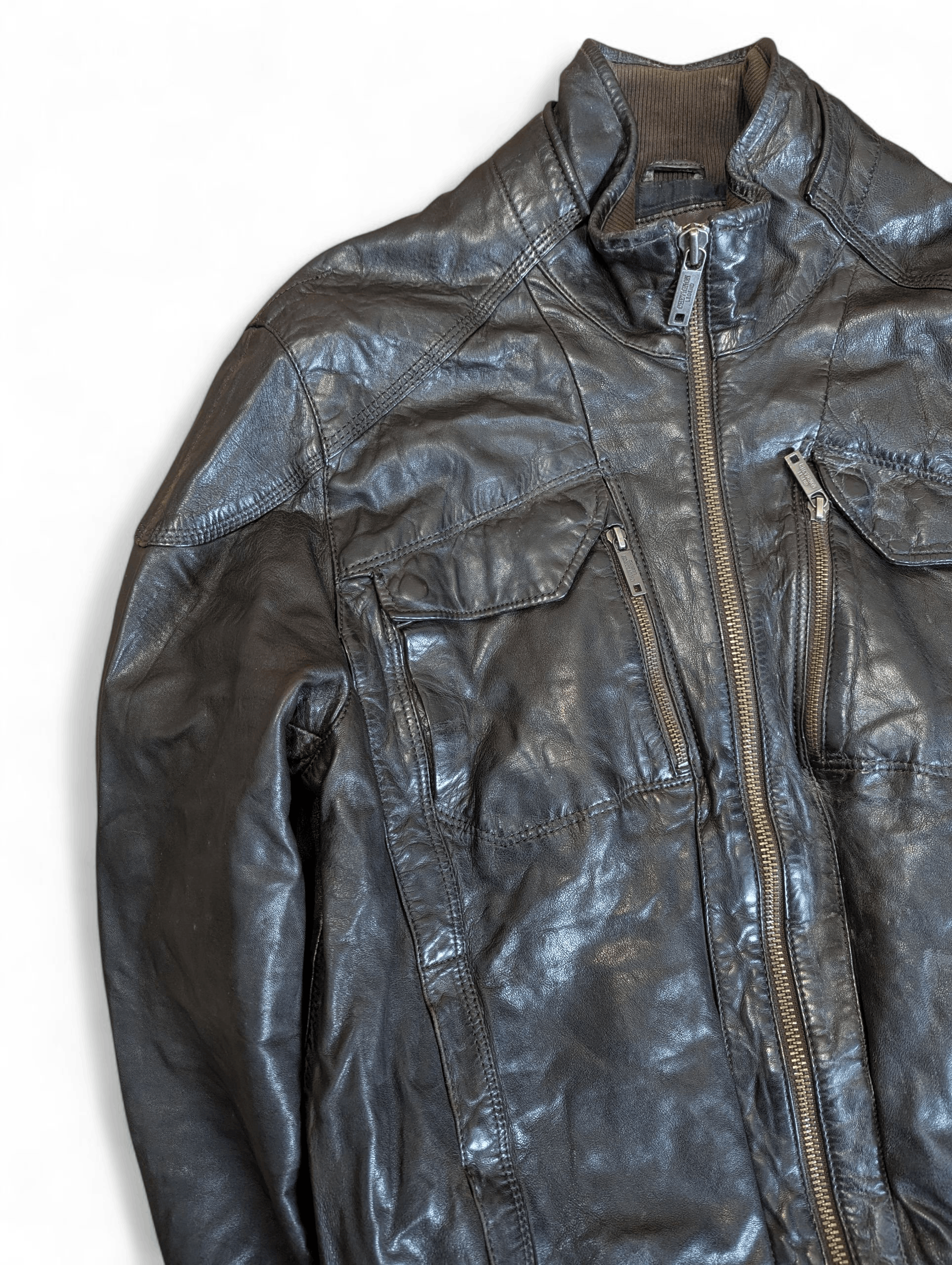 Chevignon CHEVIGNON Sheepskin Leather Flight Bomber Jacket B-CRAWL Size US L / EU 52-54 / 3 - 8 Thumbnail