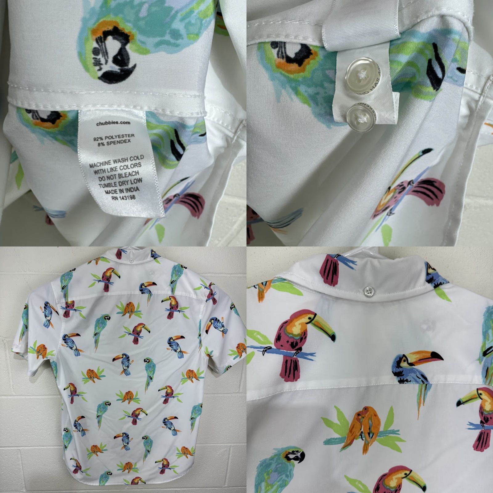 Chubbies Chubbies Mens Popover Shirt Macaw Parrot Hawaiian White Size Large White Size US L / EU 52-54 / 3 - 8 Thumbnail