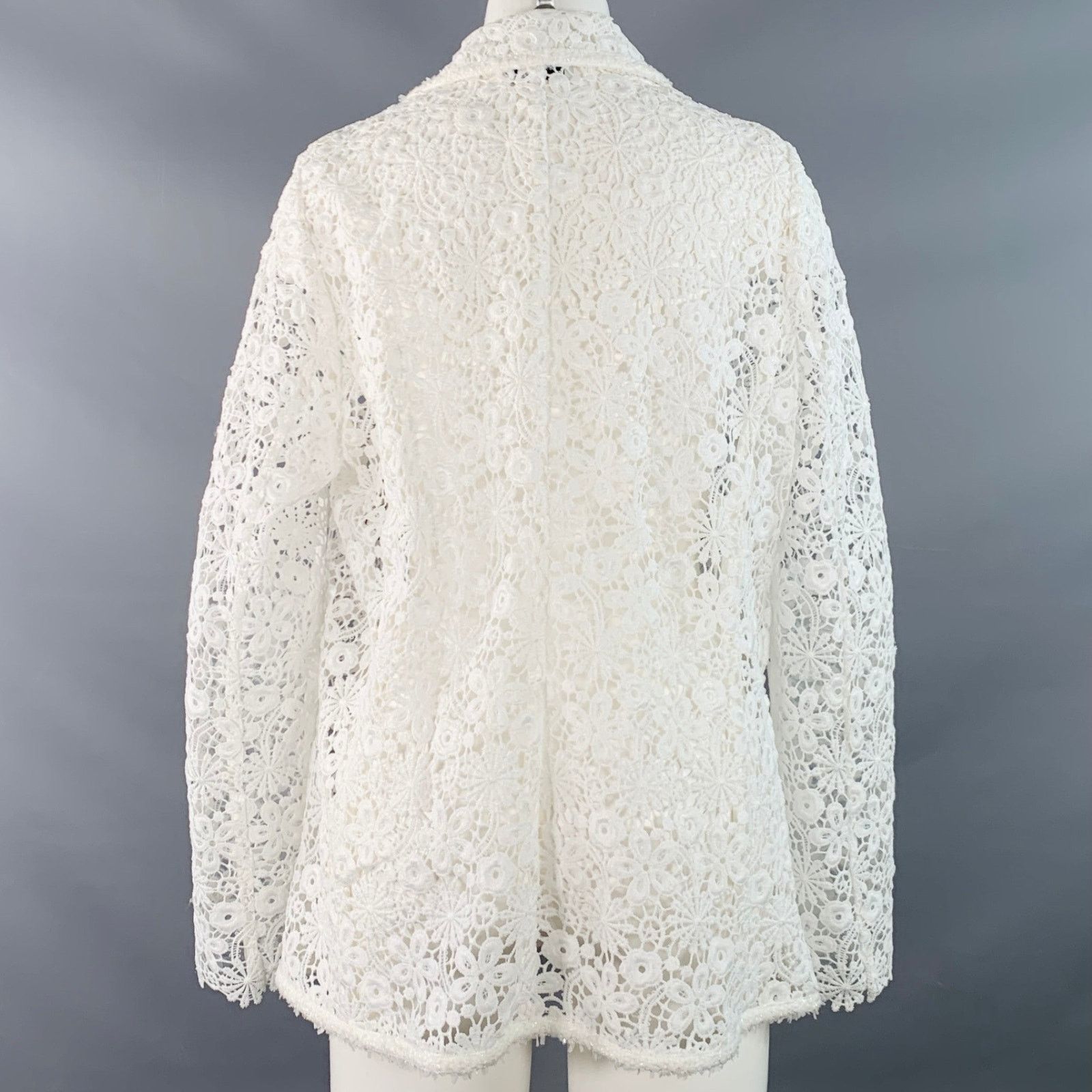 Other WEILL PARIS M White Polyester Lace Notch Lapel Jacket Blazer Size M / US 6-8 / IT 42-44 - 4 Thumbnail