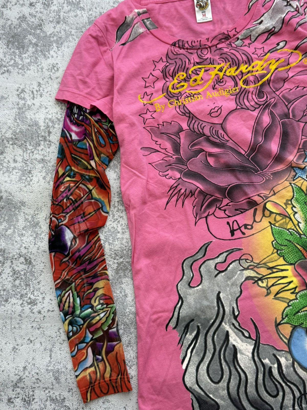 Ed Hardy Crazy Ed Hardy Y2K Overprint Long Sleeve Made in USA Size M / US 6-8 / IT 42-44 - 6 Thumbnail