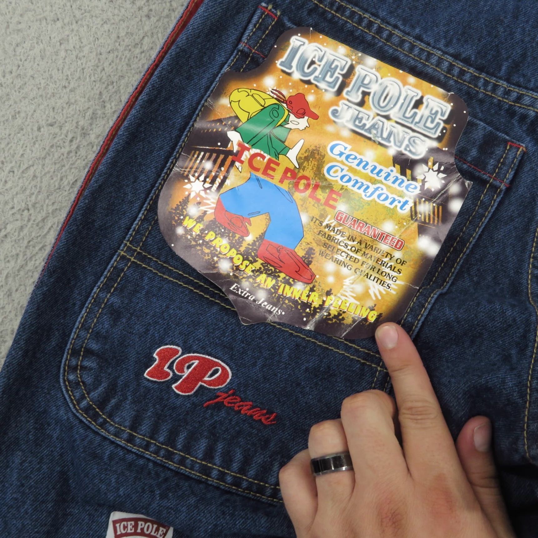 Vintage VINTAGE Ice Pole Baggy Jeans Men 30x30 Y2K Skater Grunge Streetwear Embroidered Wide-Leg 5-Pocket Design Blue Denim Cotton Jeans Mens Size US 30 / EU 46 - 5 Thumbnail