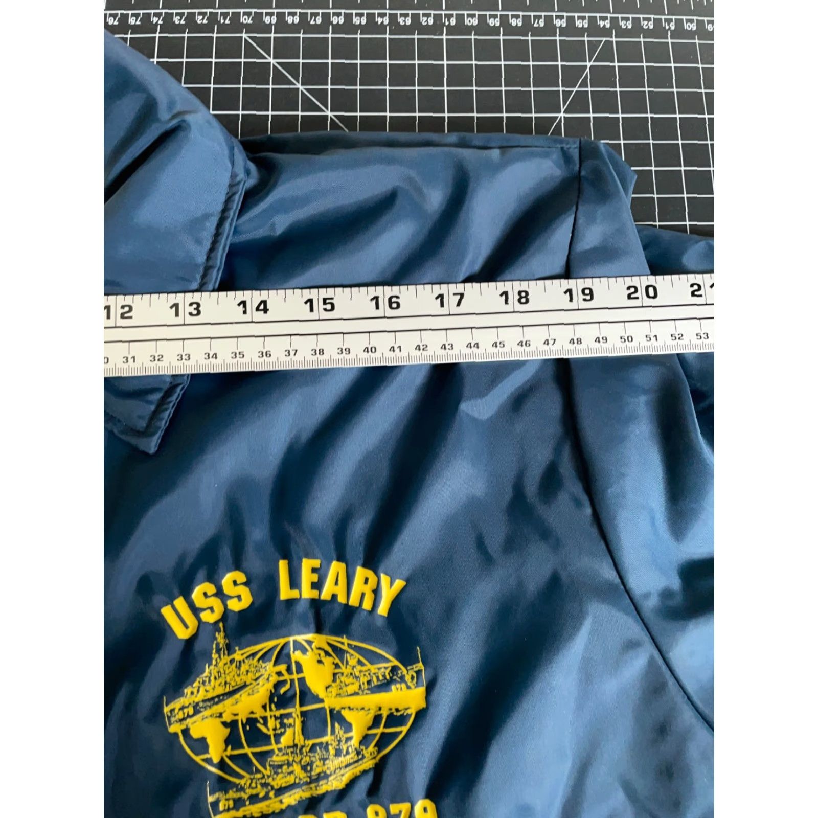 Vintage Vintage Yes Birdie Leary USS Windbreaker Jacket Men's Large Blue Snap Button Navy Patch? Size US L / EU 52-54 / 3 - 7 Thumbnail