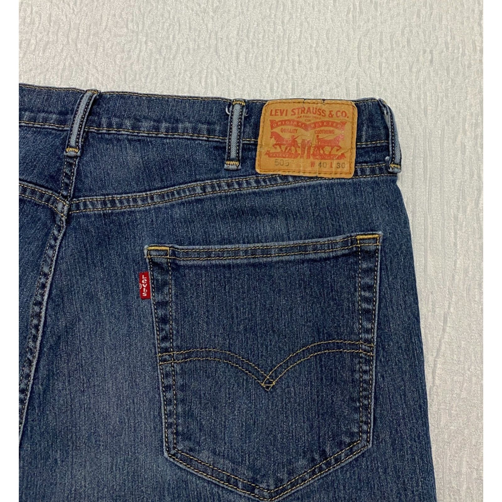 Levi's Levis 505 Jeans Regular Fit Mens Size 40×30 Blue Whiskers Faded Size US 40 / EU 56 - 3 Thumbnail