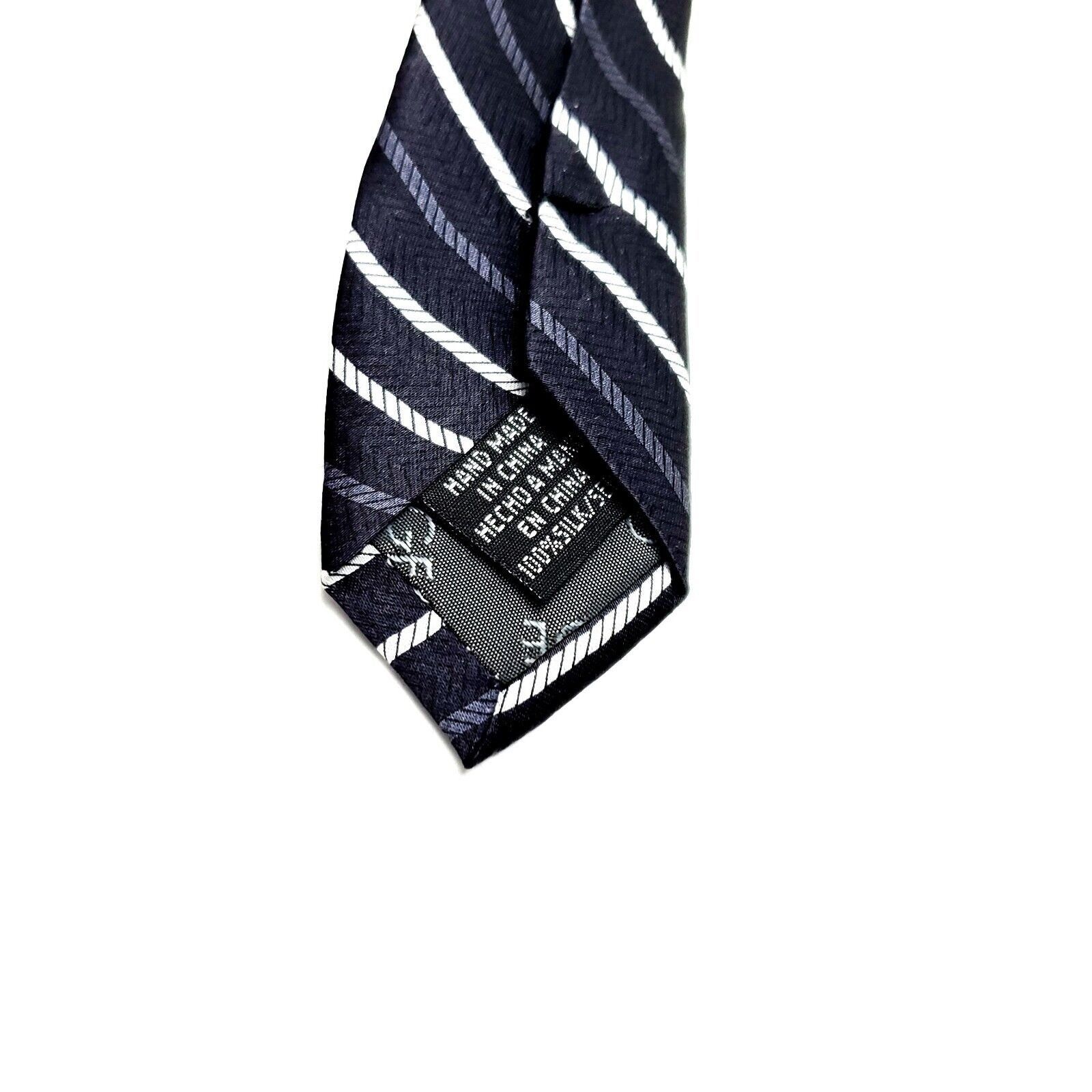 George George Silk Tie Black Striped Wide Size ONE SIZE - 4 Thumbnail