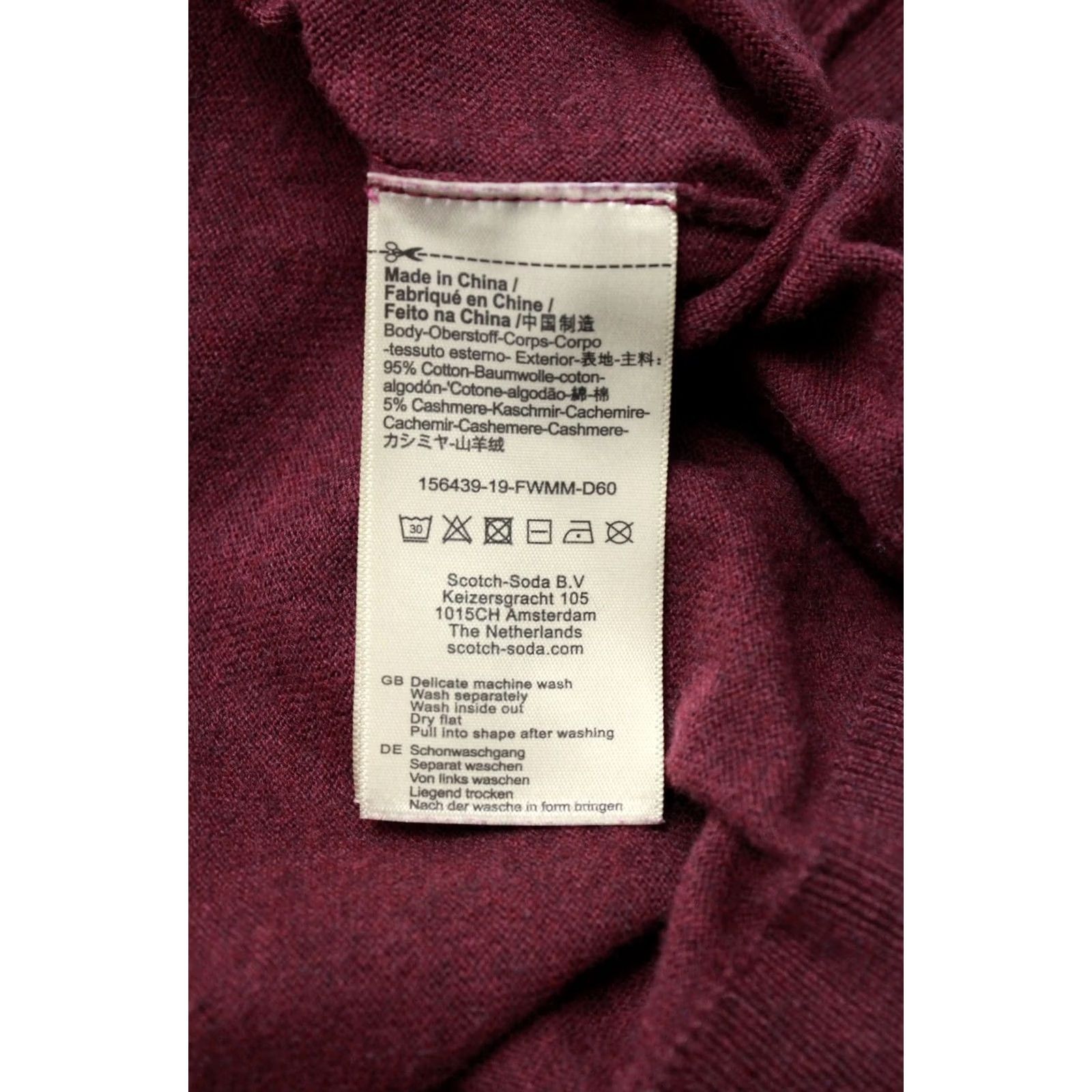 Scotch & Soda SCOTCH & SODA Jumper Mens MEDIUM High Neck Pullover Stretch Cashmere Blend Red Knit 95% Cotton 5% Cashmere Long Sleeve Regular Mens Size US M / EU 48-50 / 2 - 6 Thumbnail