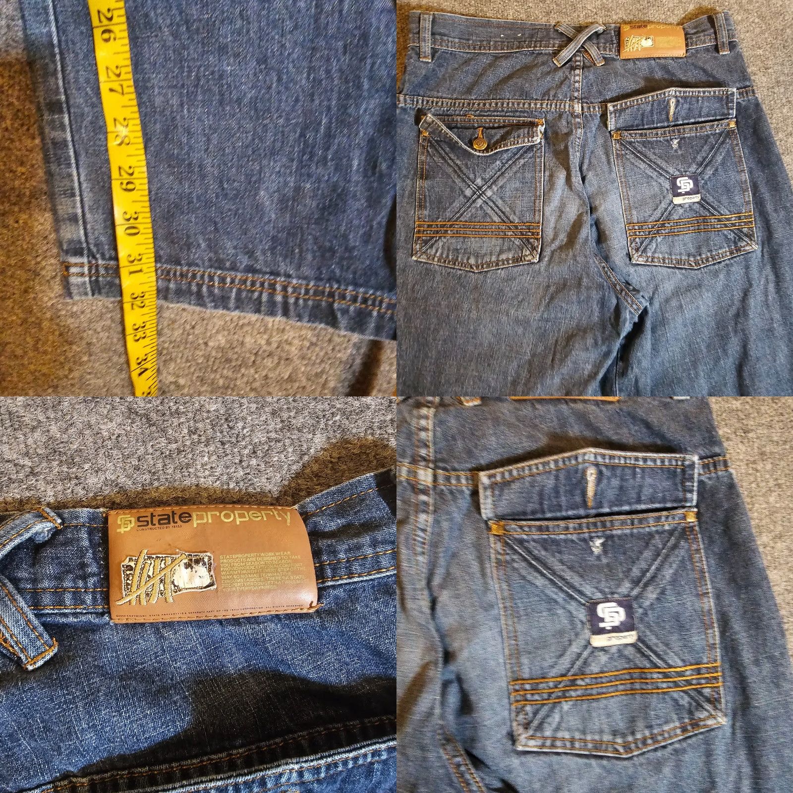 Vintage State Property Jeans Mens 32 Blue Straight Leg Vintage Y2K Skater Grunge 90s Mens Jeans State Property Regular 32 Blue Den im 90s Vintage 90s Size US 32 / EU 48 - 8 Thumbnail