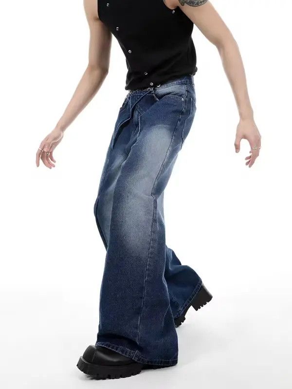 VIBE Vintage washed distressed paneled wide-leg jeans Size US 32 / EU 48 - 4 Thumbnail