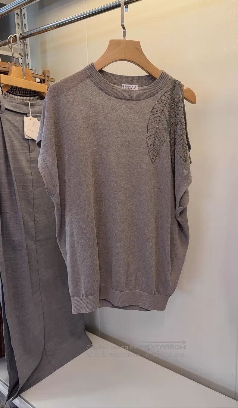 Brunello Cucinelli Brunello Cucinelli Beaded Linen Knit Top Size XS / US 0-2 / IT 36-38 - 2 Thumbnail