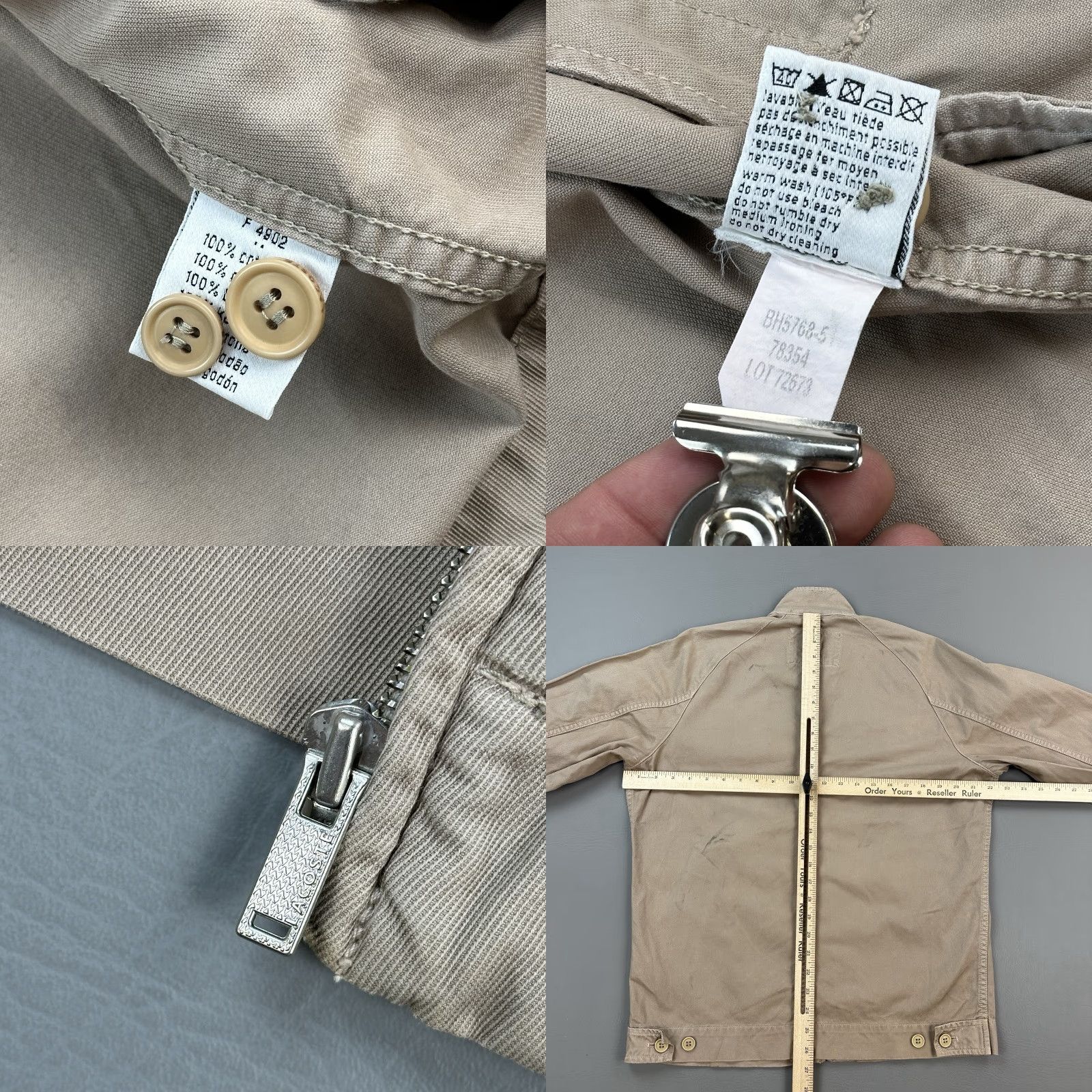 Lacoste VINTAGE Lacoste Jacket Mens L Beige Full Zip Bomber Casual 90s Classic Outdoor Retro Sports Pockets Embroidered Logo Zipper Stand-Up Collar Men Size US L / EU 52-54 / 3 - 8 Thumbnail