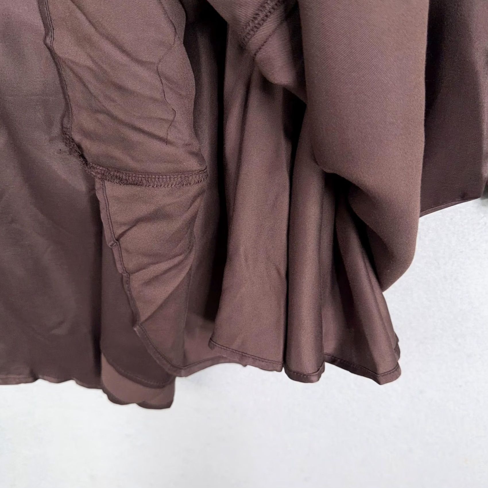 Krisa Krisa Dress Womens XS Brown Satin Wrap Long Sleeve Mini Made In USA Party NWT Size XS / US 0-2 / IT 36-38 - 6 Thumbnail
