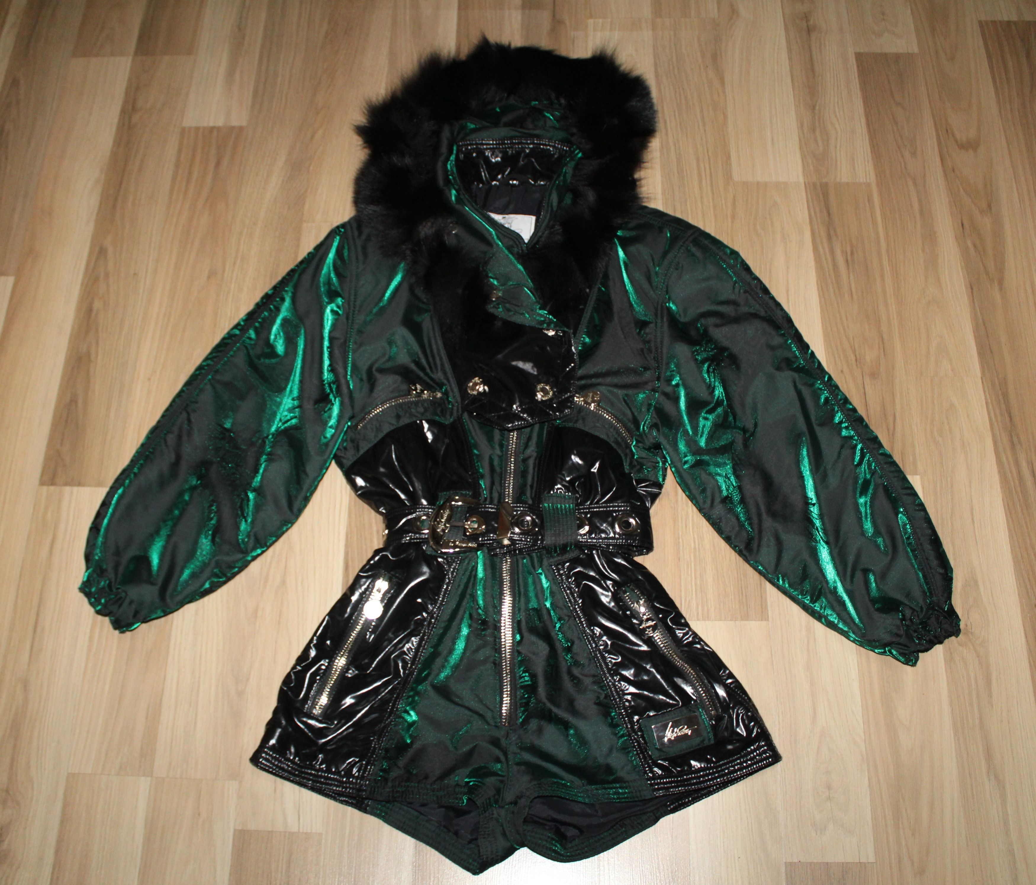 image of Archival Clothing x Retro Jacket Very 1990S High Society By R Engel Ski Suit Fur in Green, Women's 