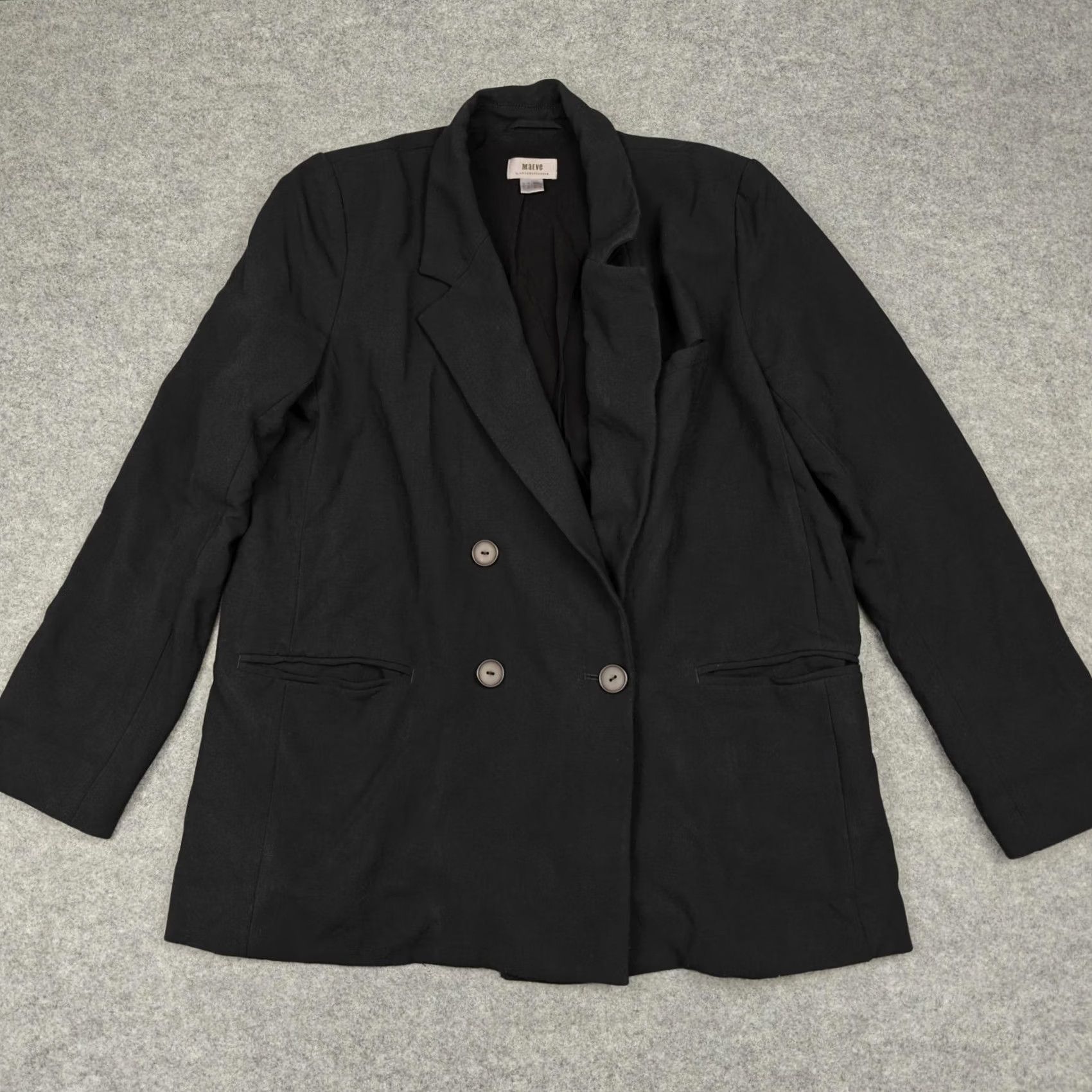 Vintage Maeve Blazer Black Womens 12 Stretch Four Button Lined Jacket Office Workwear Size XL / US 12-14 / IT 48-50 - 2 Thumbnail