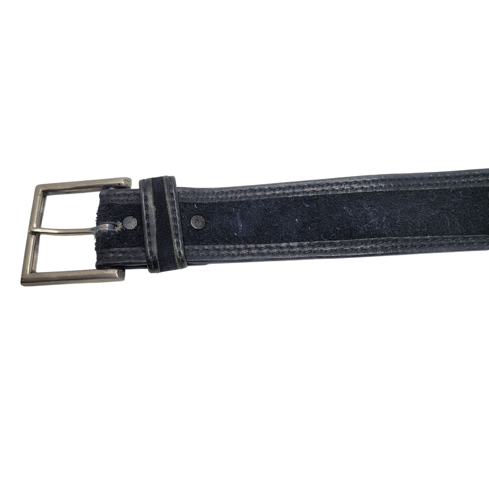 Other Vintage Mens Thick Rugged 38" Steerhide Leather Belt Black H Size 38 - 10 Thumbnail