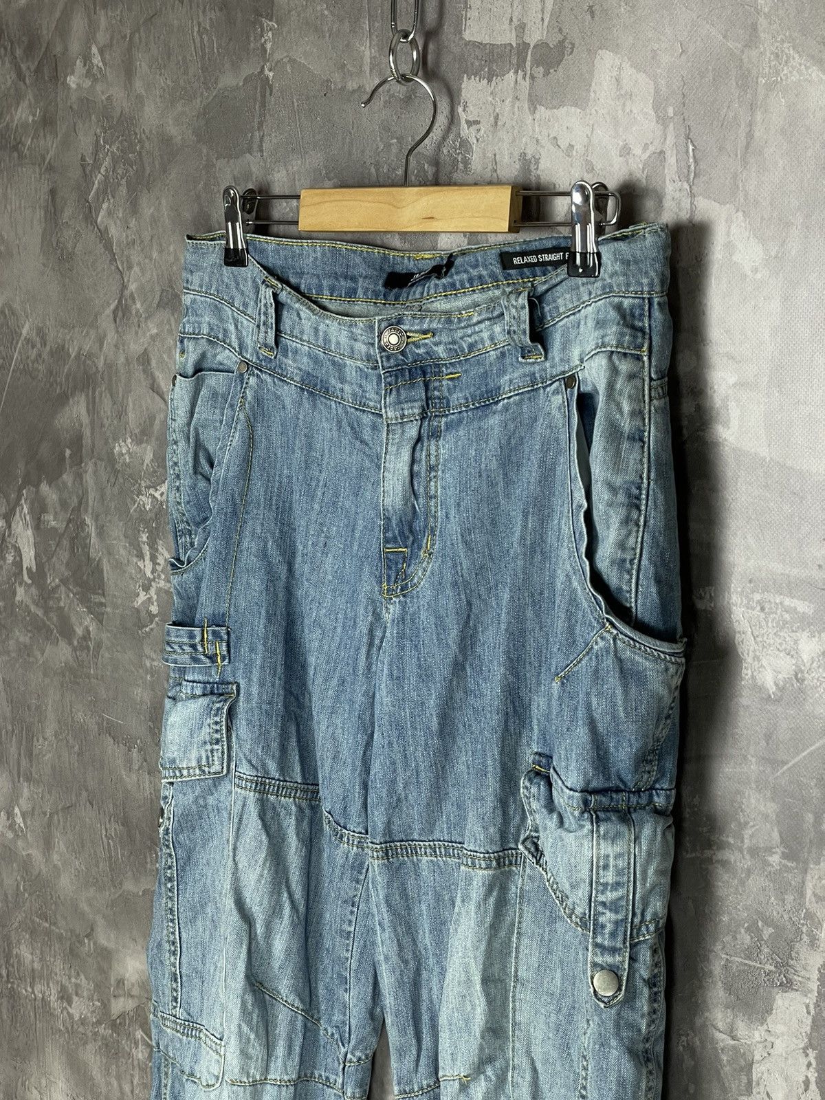 Jaded London × Vintage Sandblast Monster Cargo Denim Baggy Washed Denim Jeans Size US 30 / EU 46 - 8 Thumbnail