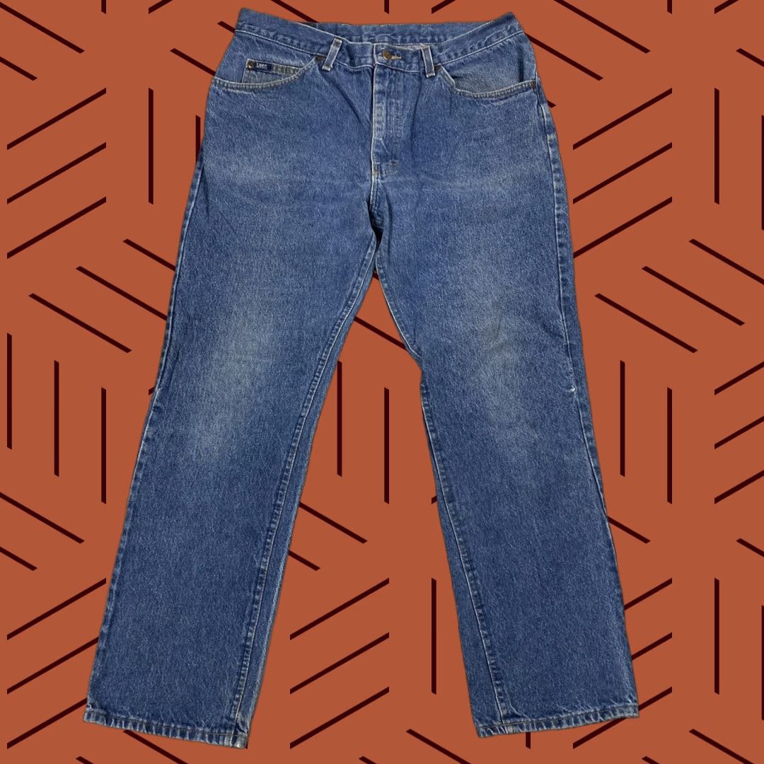 VINTAGE LEE MEN'S STRAIGHT BLUE JEANS 36X31 MEDIUM WASH CLASSIC FIT COTTON美国