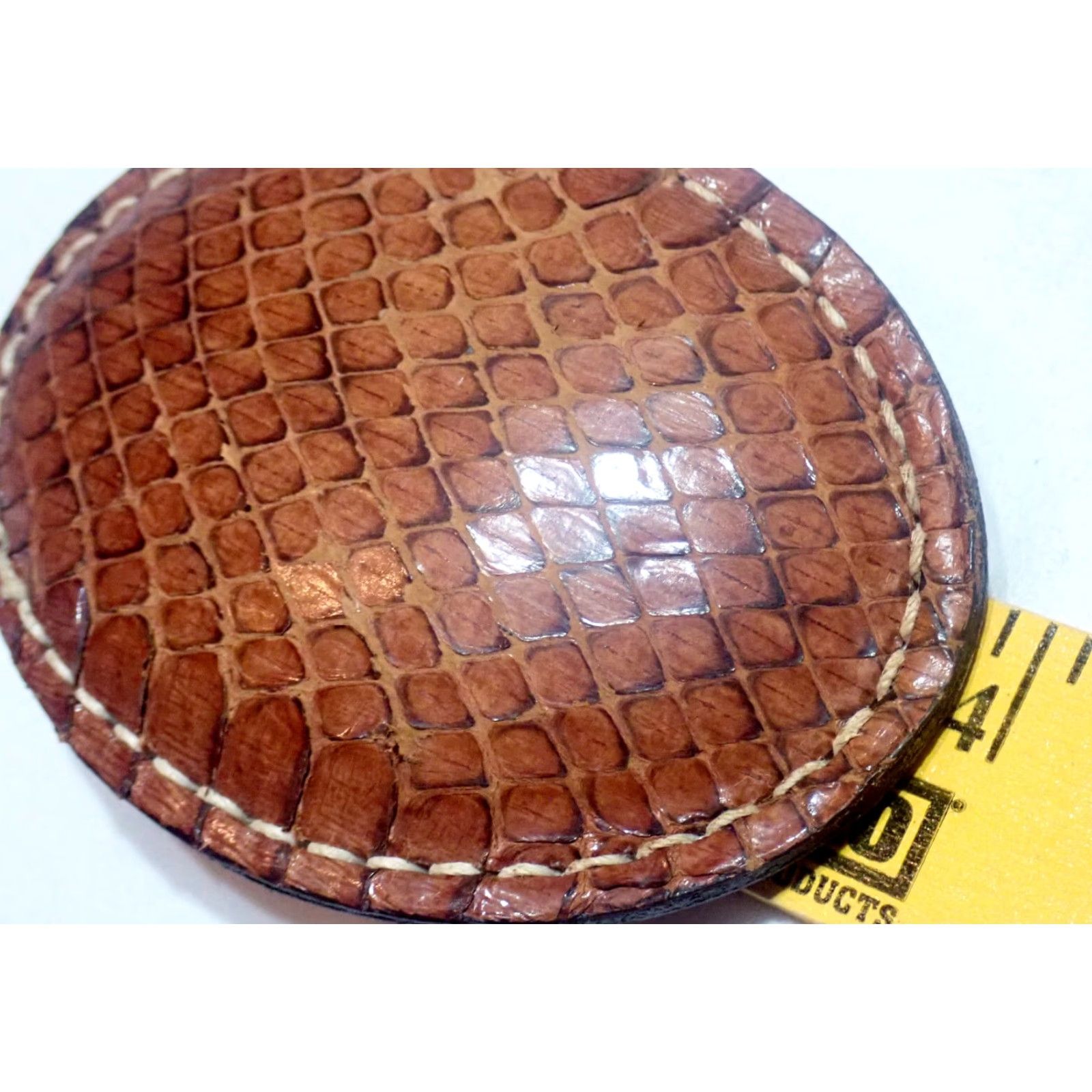 Vintage VINTAGE Cardat Snakeskin Reptile Skin Leather Oval Belt Buckle Only Cowboy Western Unisex Adult Brown 1990s Size ONE SIZE - 3 Thumbnail