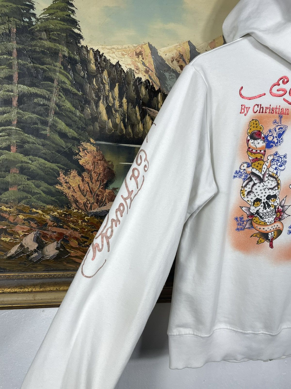 Christian Audigier × Ed Hardy × Vintage Ed Hardy Retro 00s Hoodie With Crystals Affliction Grunge Size US XS / EU 42 / 0 - 10 Thumbnail