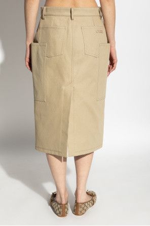 Gucci o1la5ras0526 Embossed Mid-Length Cotton Drill Skirt in Beige Size 34" / US 12 / IT 48 - 4 Thumbnail
