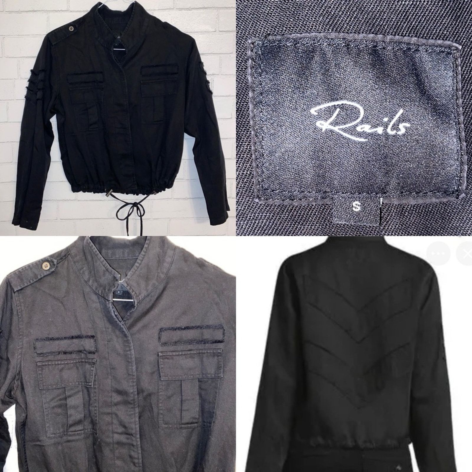 Rails RAILS $189 Nixon Tencel Linen Black Military Style Jacket S Size S / US 4 / IT 40 - 1 Thumbnail