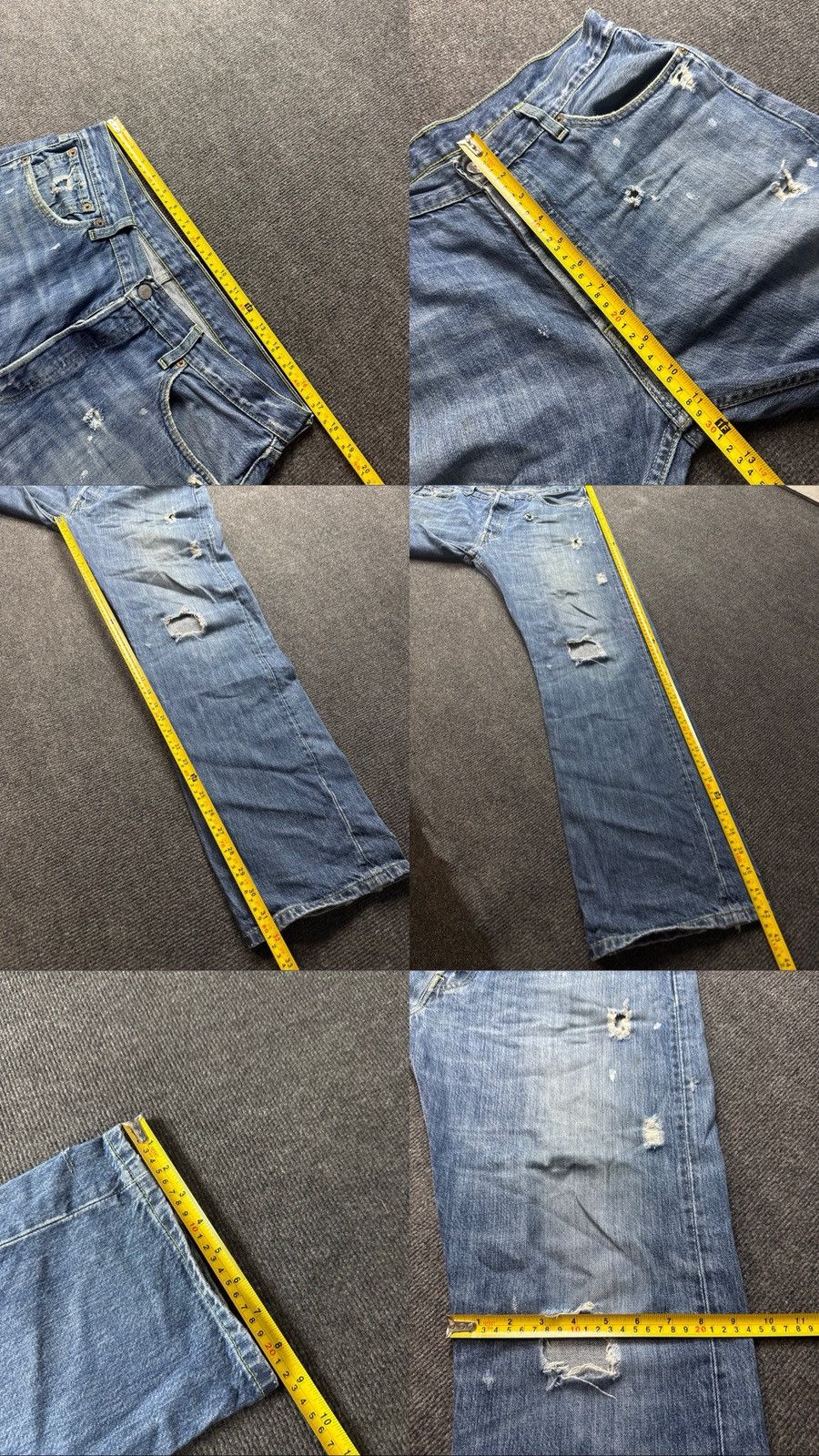 Levi's 00s Y2K Levis 501 Distressed Denim Jeans Vintage Wash Grunge Size US 34 / EU 50 - 20 Thumbnail
