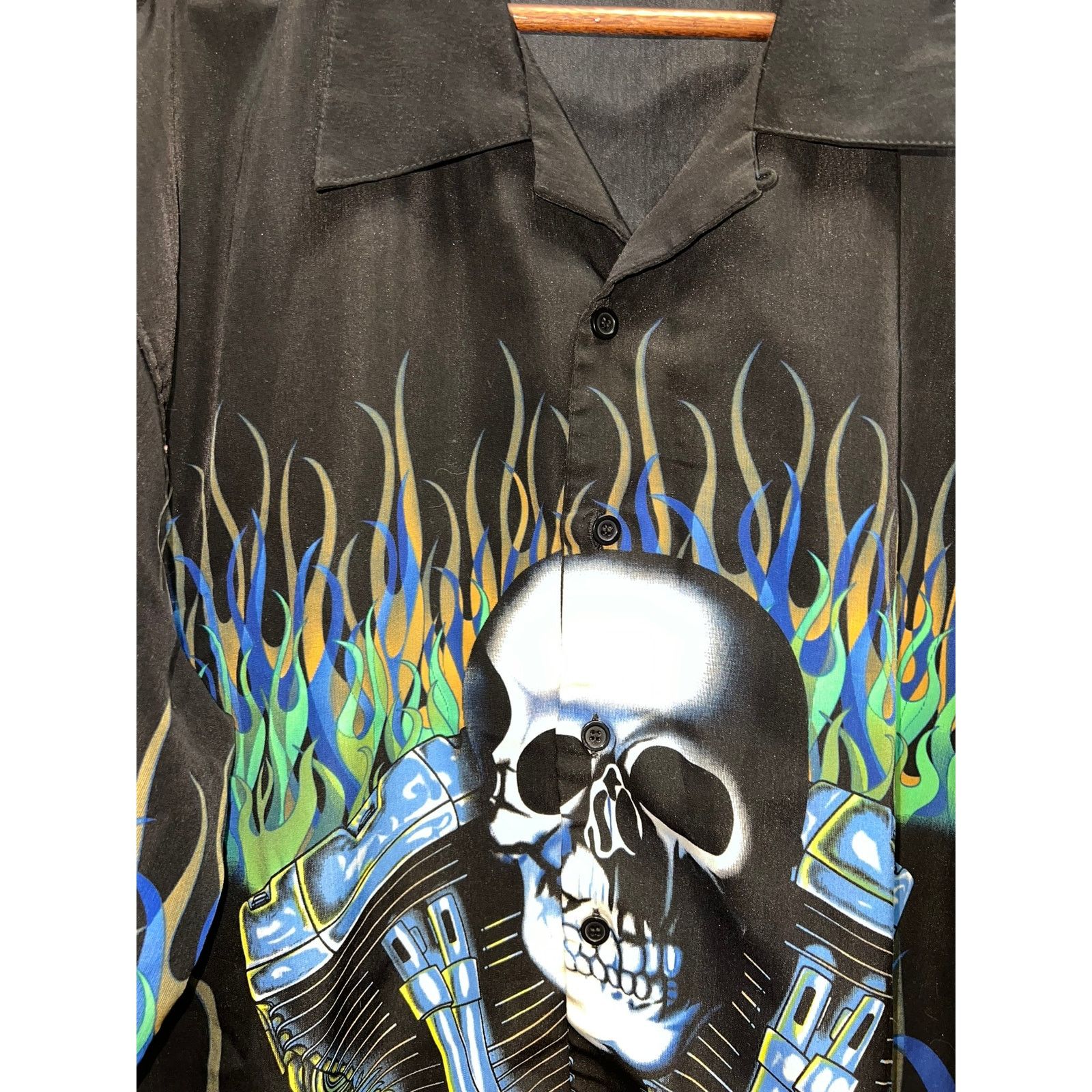Vintage Y2K City Impact Button Up Shirt Skull Engine Flames Tee 2XL Size US XXL / EU 58 / 5 - 6 Thumbnail