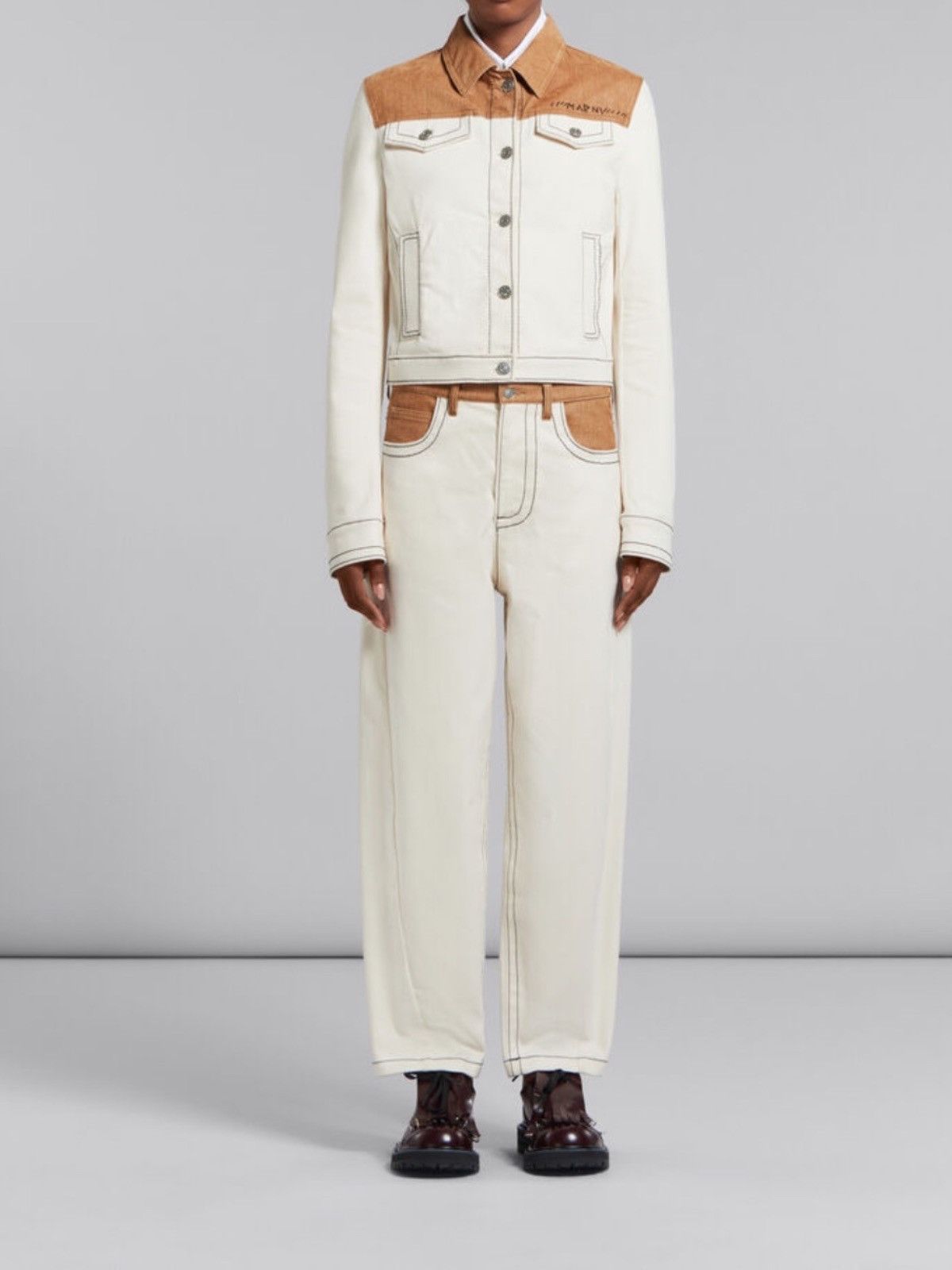 Marni o1w1db10125 Organic Denim Trucker Jacket in Ecru Size M / US 6-8 / IT 42-44 - 2 Thumbnail