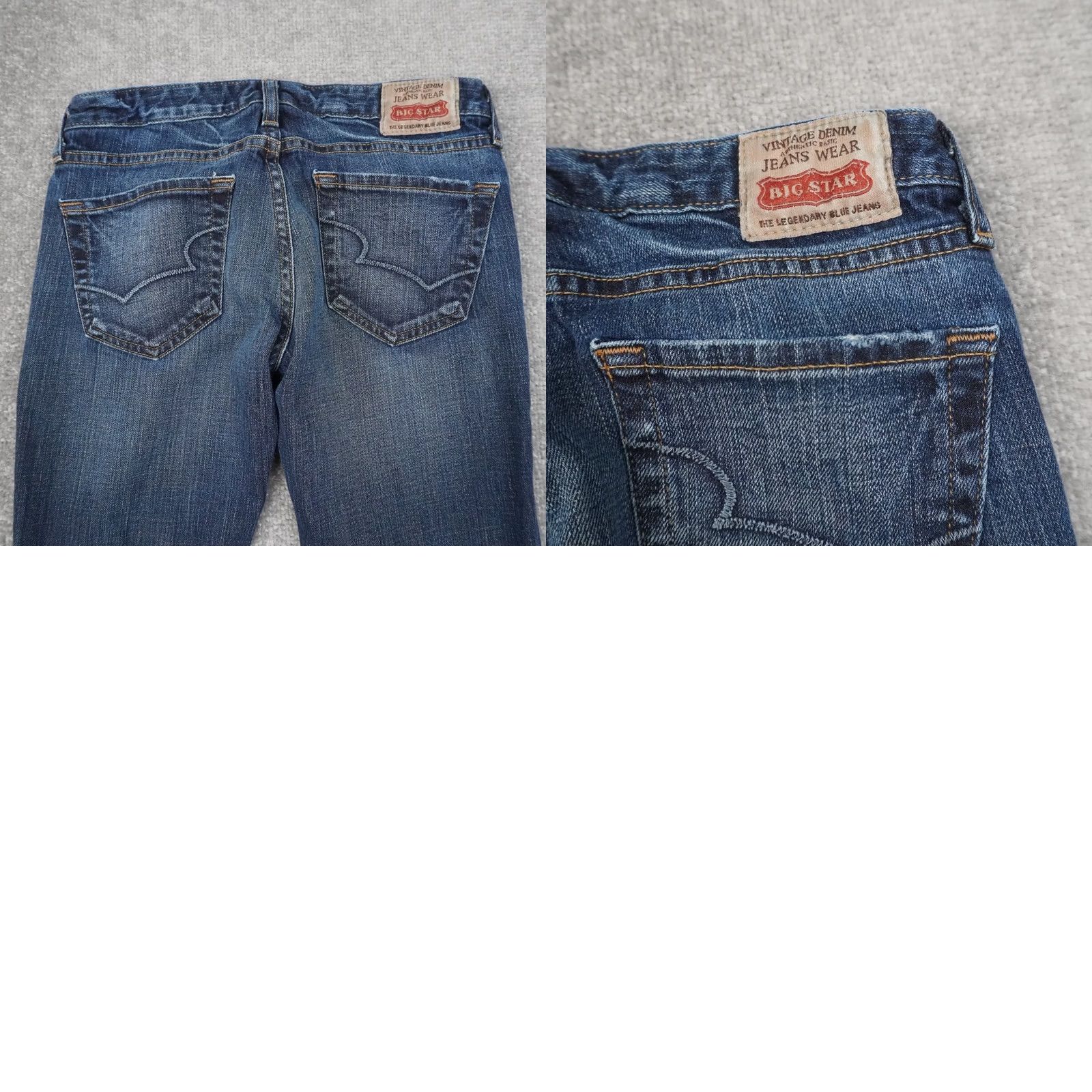 Denime Y2K Big Star Low Rise Bootcut Jeans Womens 29x31 Dark Wash Blue Denim Size 29" - 9 Thumbnail