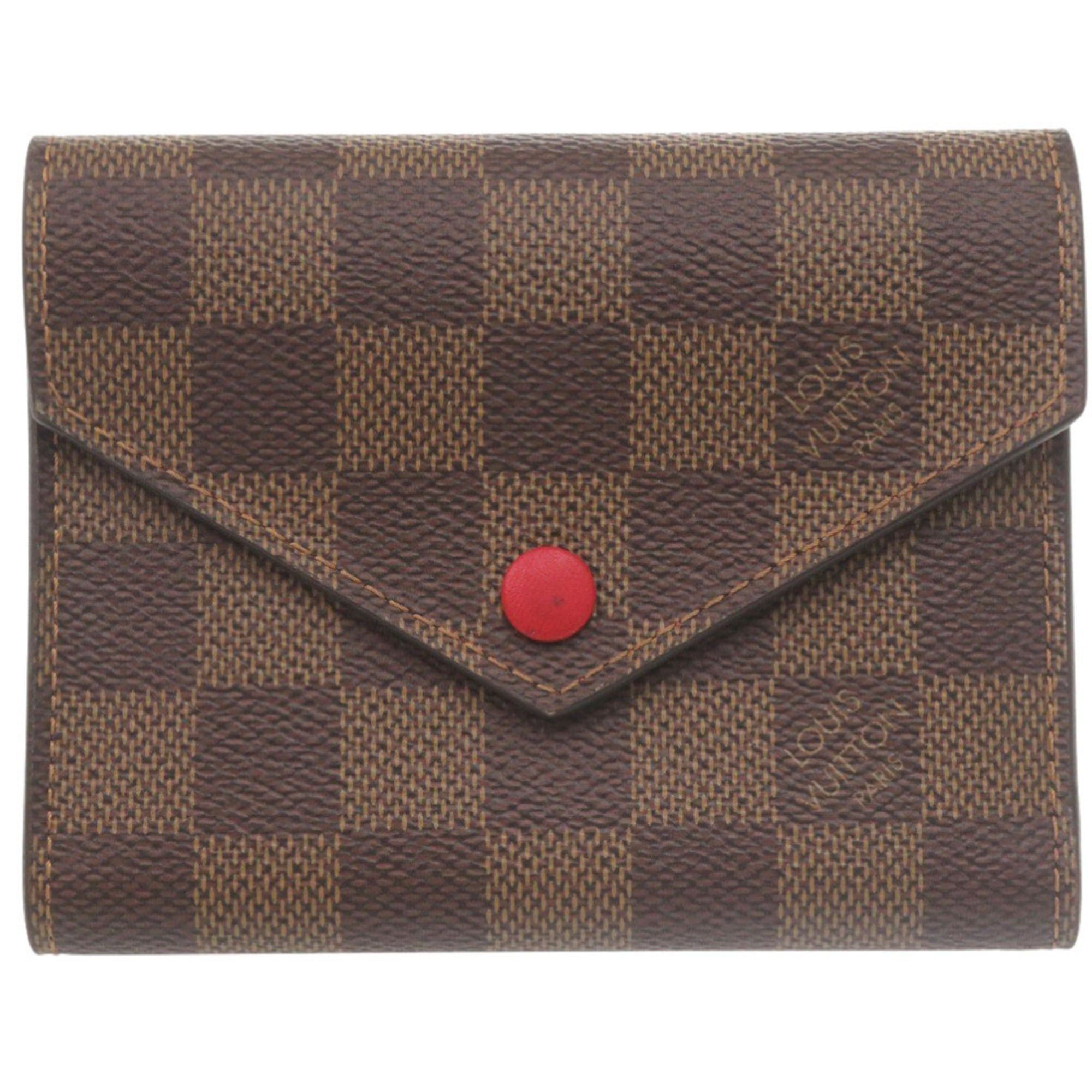 Louis Vuitton Excellent condition Louis Vuitton Portefeuille Victorine Damier N41659 tri-fold wallet with IC tag, red and brown, LV 0663 Size ONE SIZE - 1 Thumbnail