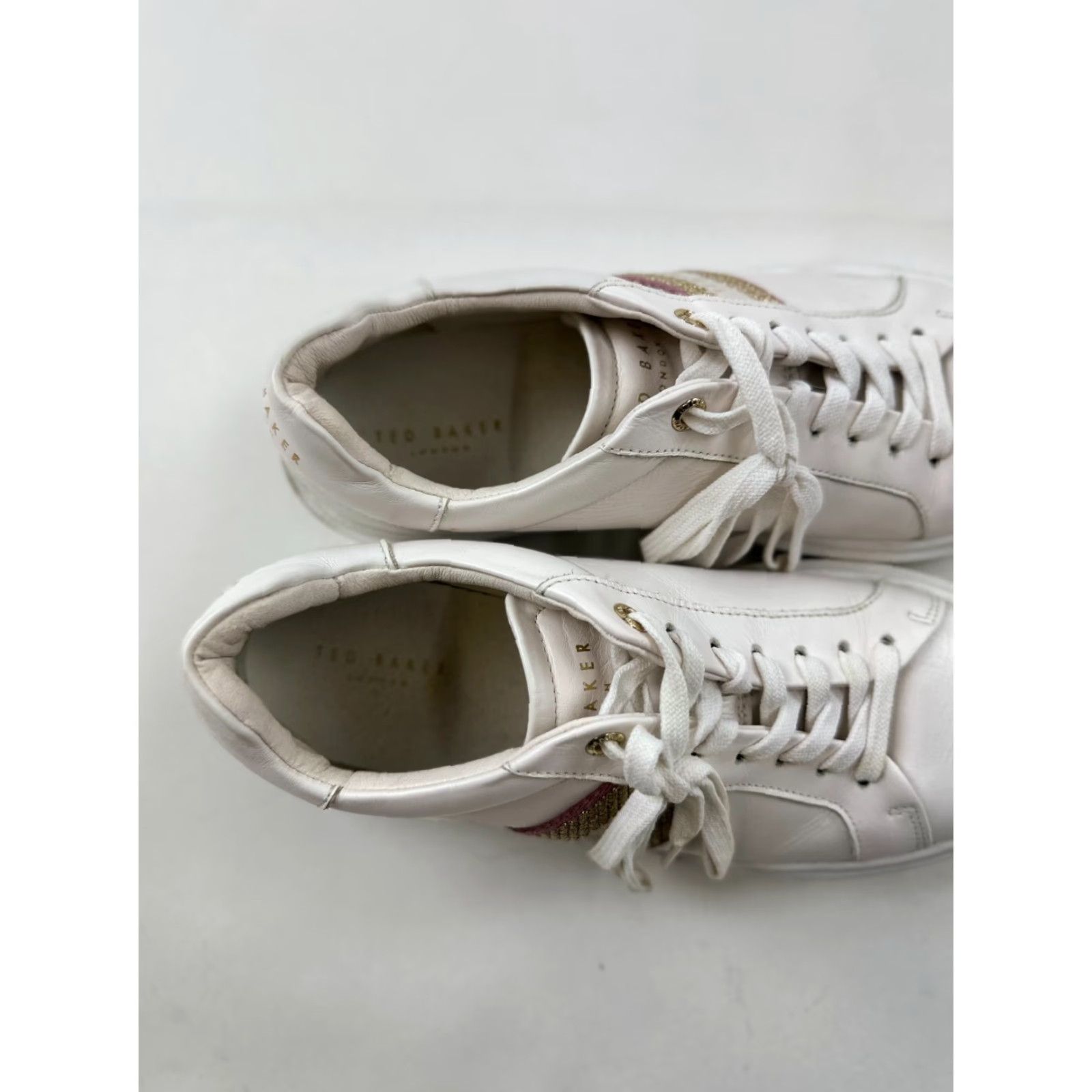 Ted Baker Ted Baker Sneakers Womens US 8.5 EU 39 White Metallic Detail Webbing Trainers Shoes Casual Size US 9 / IT 39 - 6 Thumbnail