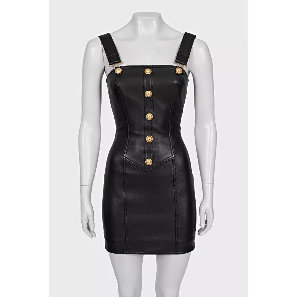 Balmain Balmain Black Lambskin Leather Mini Dress Sz.34/ XS Size XS / US 0-2 / IT 36-38 - 1 Thumbnail