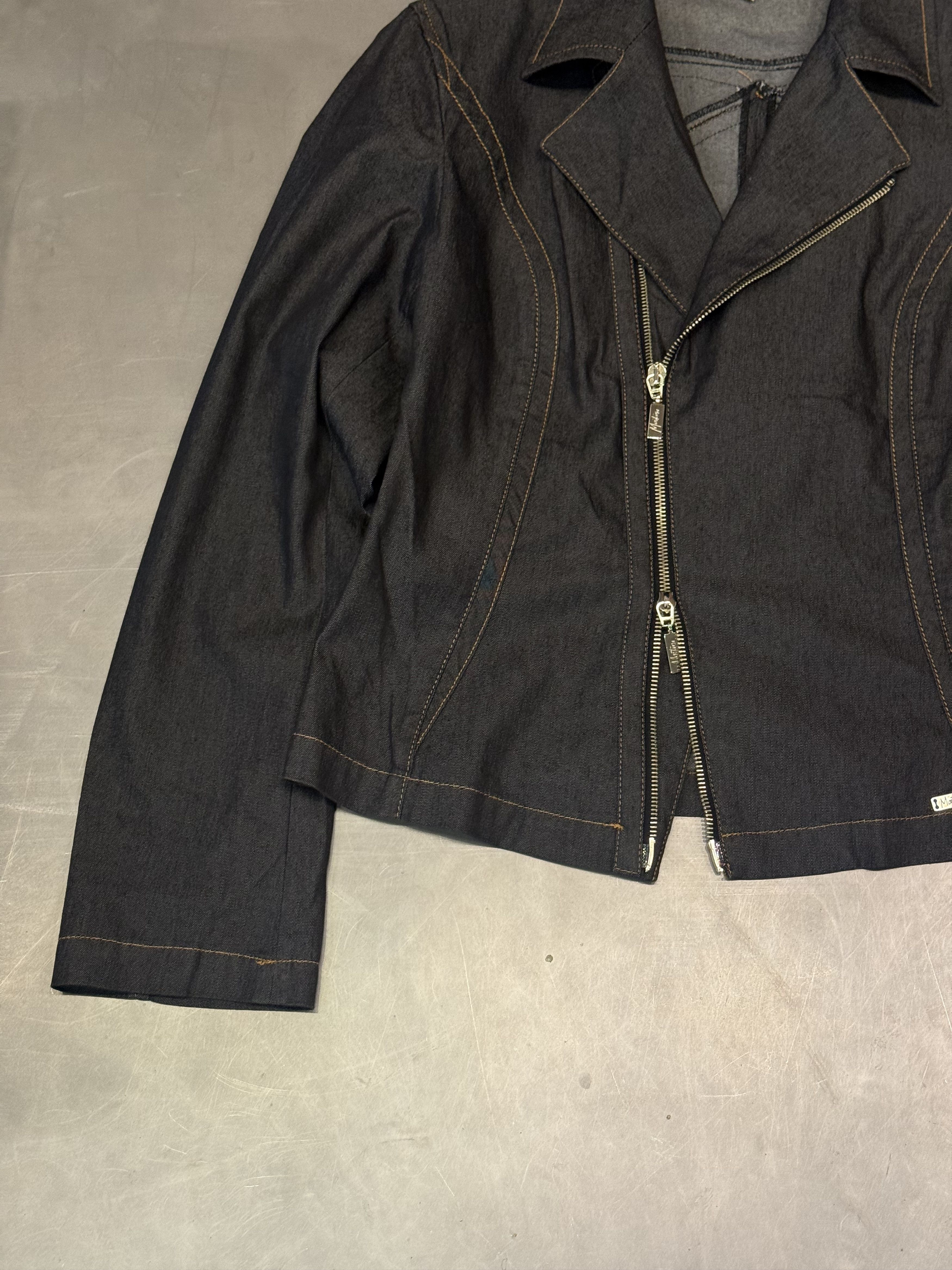 Claude Montana Vintage Claude Montana Blu double zip denim moto jacket Size M / US 6-8 / IT 42-44 - 2 Thumbnail