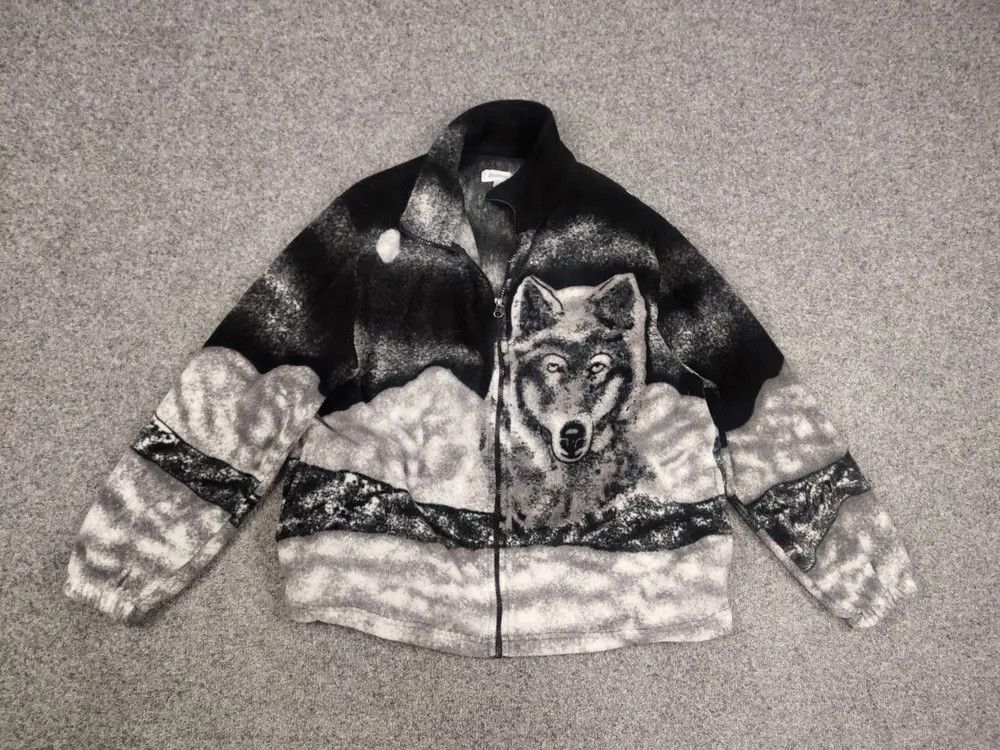 Japanese Brand Vintage Supreme Style Woolf Art Fleece Zip Light Jacket Y2K Size US M / EU 48-50 / 2 - 4 Thumbnail