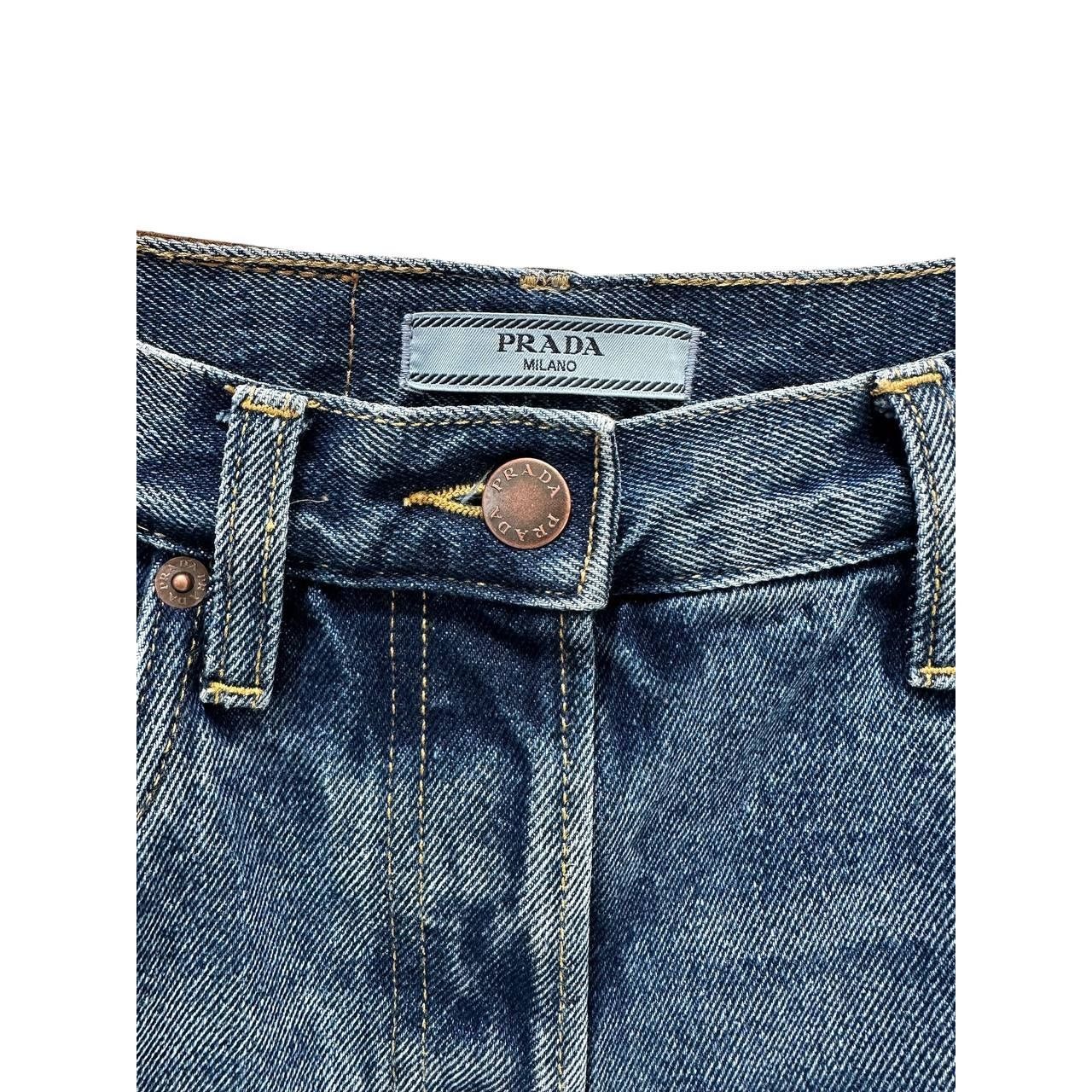 Prada Prada Wide-Leg Denim Jeans Sz. 25 Size 25" / US 0 / IT 36 - 3 Thumbnail