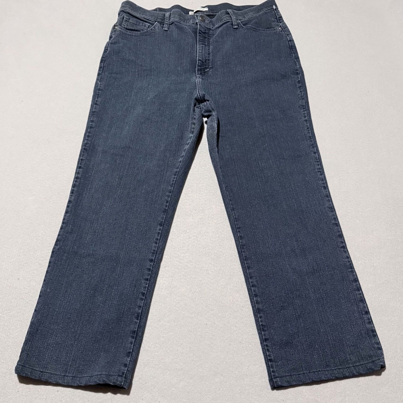 Lee Lee Jeans Women Blue Denim Stretch Pockets Straight Classic Fit 18 Long Size 40" / US 18 - 2 Thumbnail
