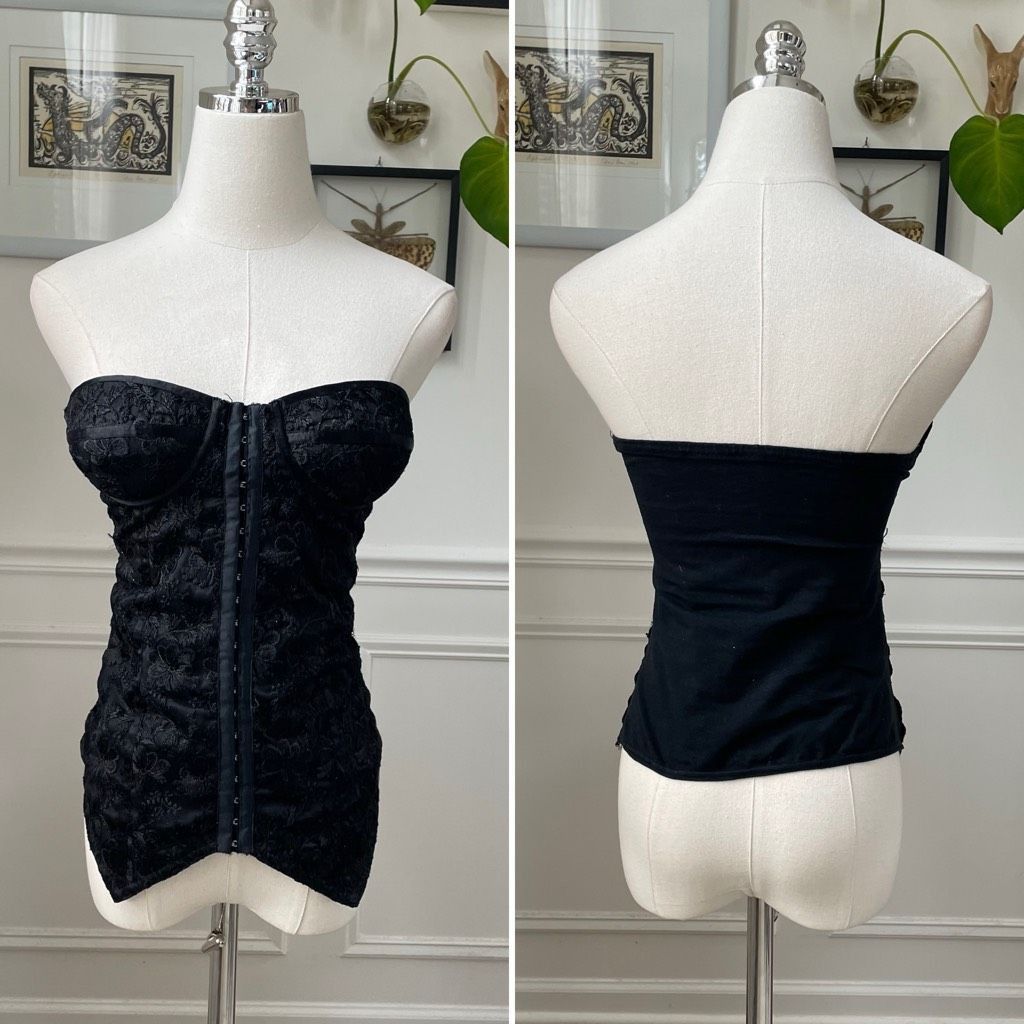 Other Kookai Black Satin Jacquard Bustier Top Mon Wife $100 S M Size S / US 4 / IT 40 - 1 Thumbnail