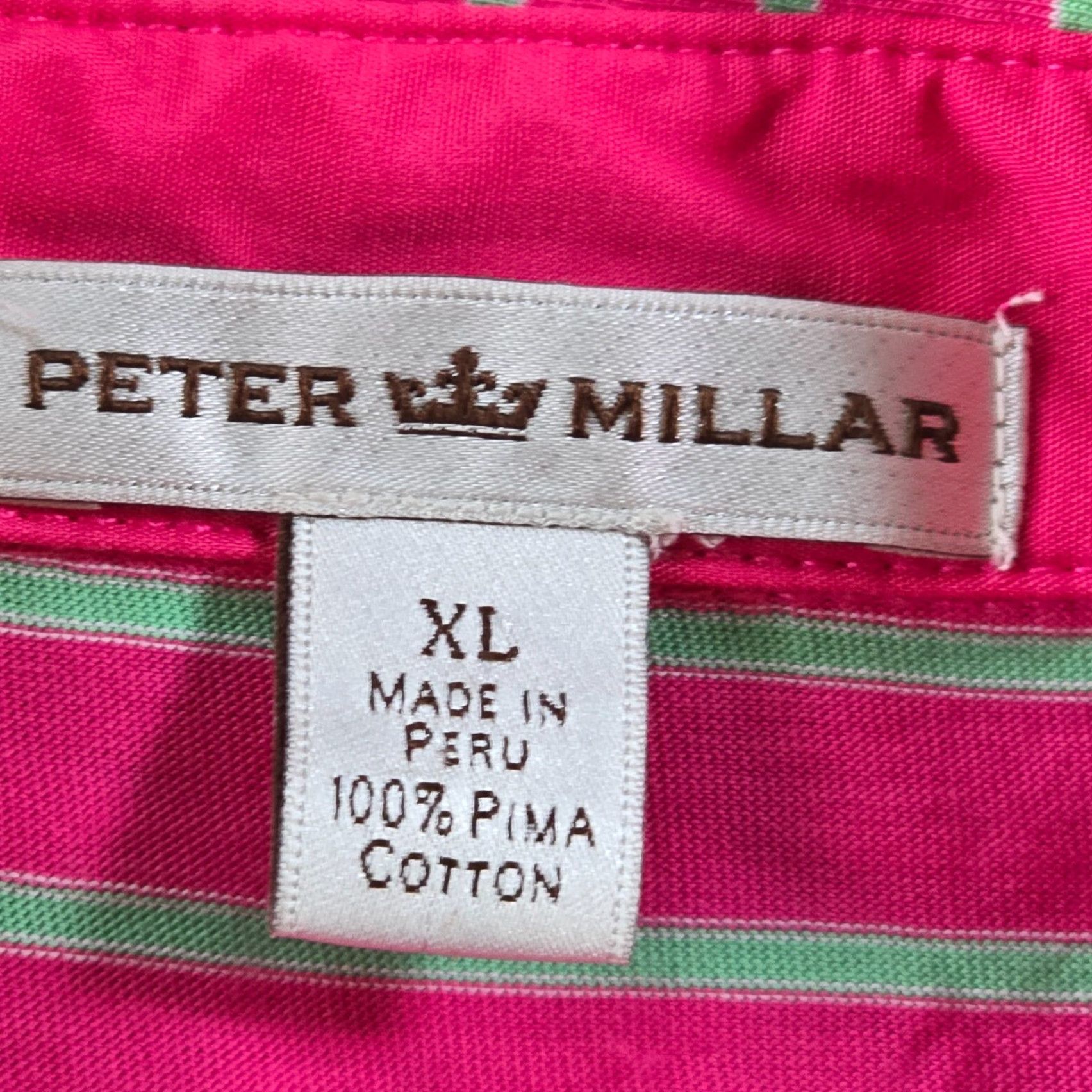 Peter Millar Peter Millar Shirt Mens XL Pink Striped Pima Short Sleeve Golf Polo Casual Size US XL / EU 56 / 4 - 5 Thumbnail
