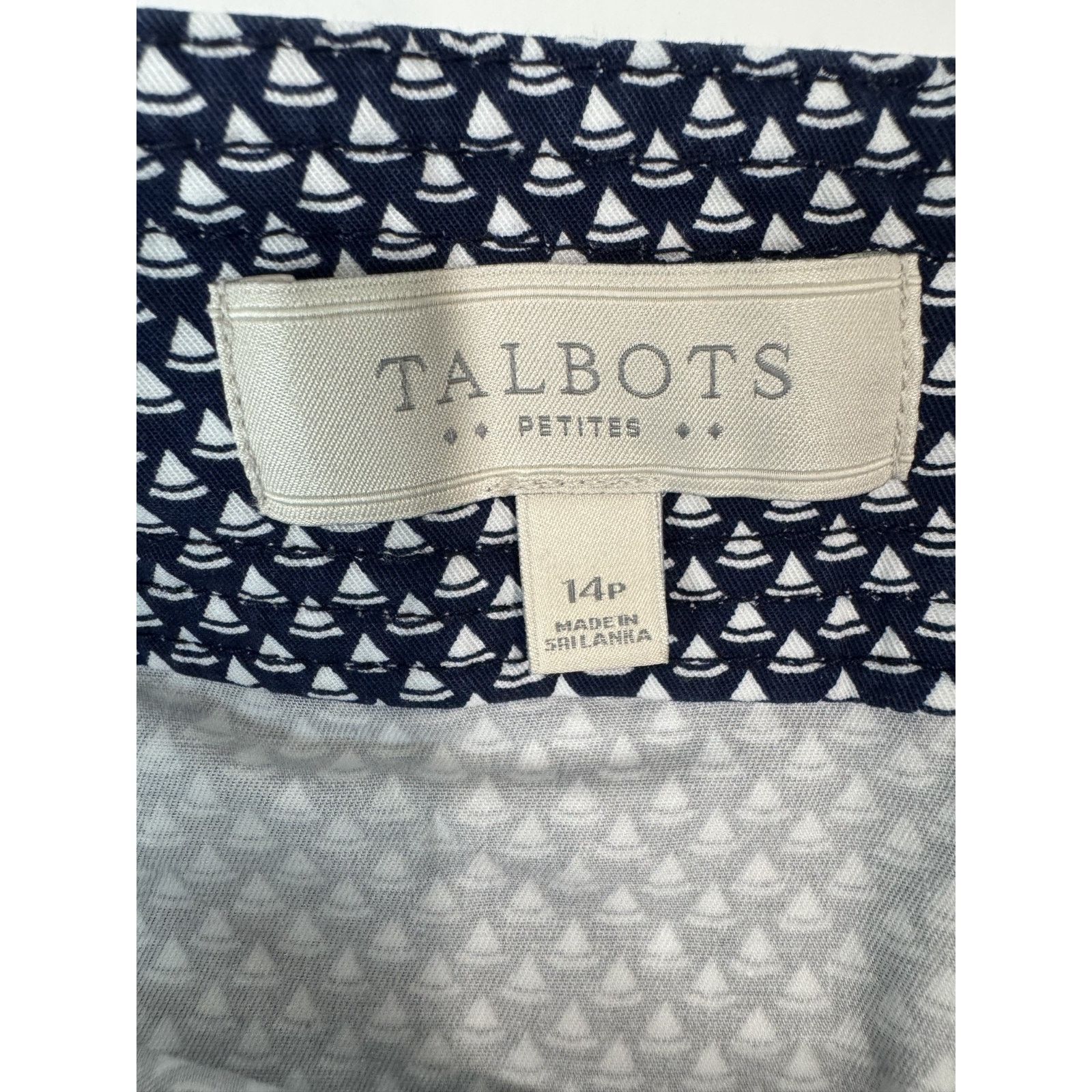 Talbots Talbots Petites 14P Navy Print Stretch Skirt Classic Preppy Size 34" / US 12 / IT 48 - 5 Thumbnail