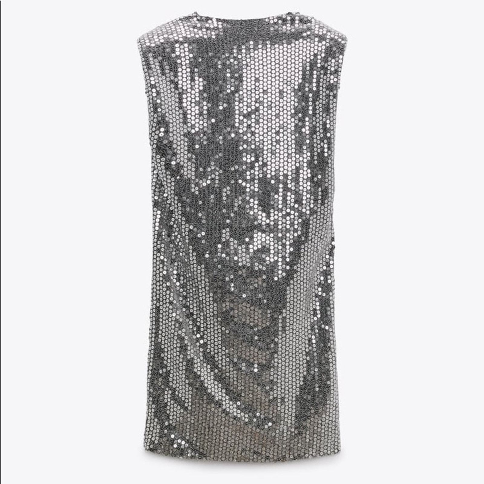 Zara ZARA BLOGGER FAVORITE DRAPED SEQUIN DRESS SILVER Size XS / US 0-2 / IT 36-38 - 12 Thumbnail