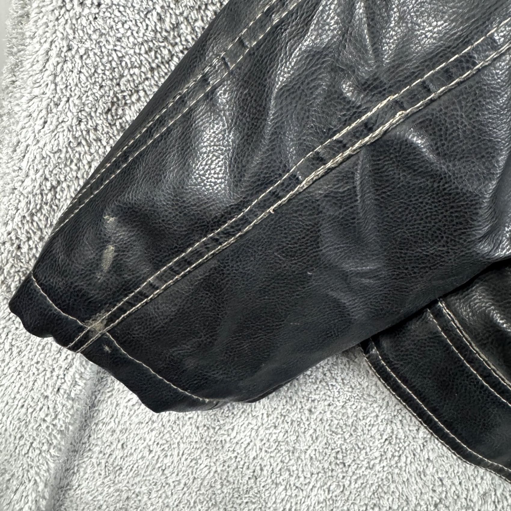 Vintage Columbia Jacket Mens XL Black Faux Leather Moto Full Zip Biker Casual Pockets Size US XL / EU 56 / 4 - 3 Thumbnail