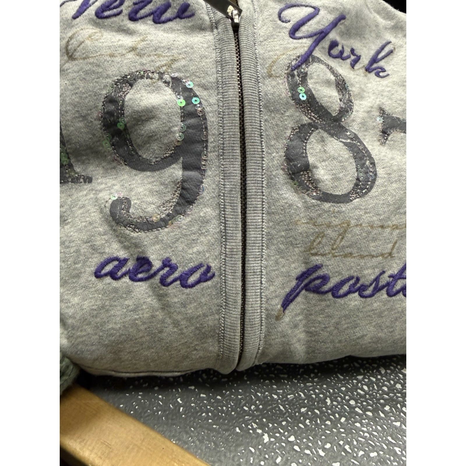 Vintage VINTAGE Aeropostale Hoodie XL Full Zip Sequins Embroidered Retro Y2K Mall Glam Mcbling Size XL / US 12-14 / IT 48-50 - 2 Thumbnail