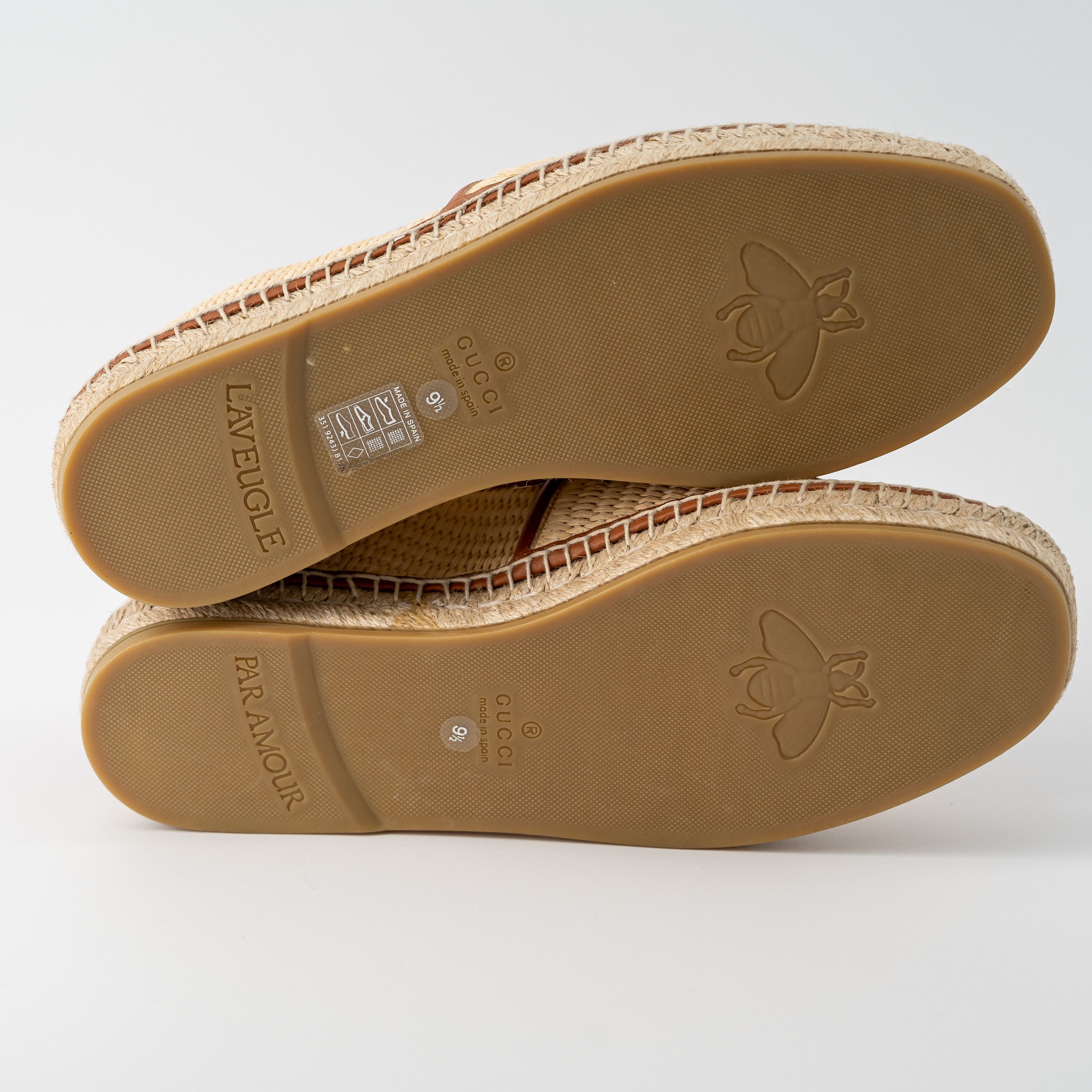 Gucci 9.5G Gucci Brown Raffia GG Espadrilles Red Blue Stripe Size US 10 / EU 43 - 5 Thumbnail