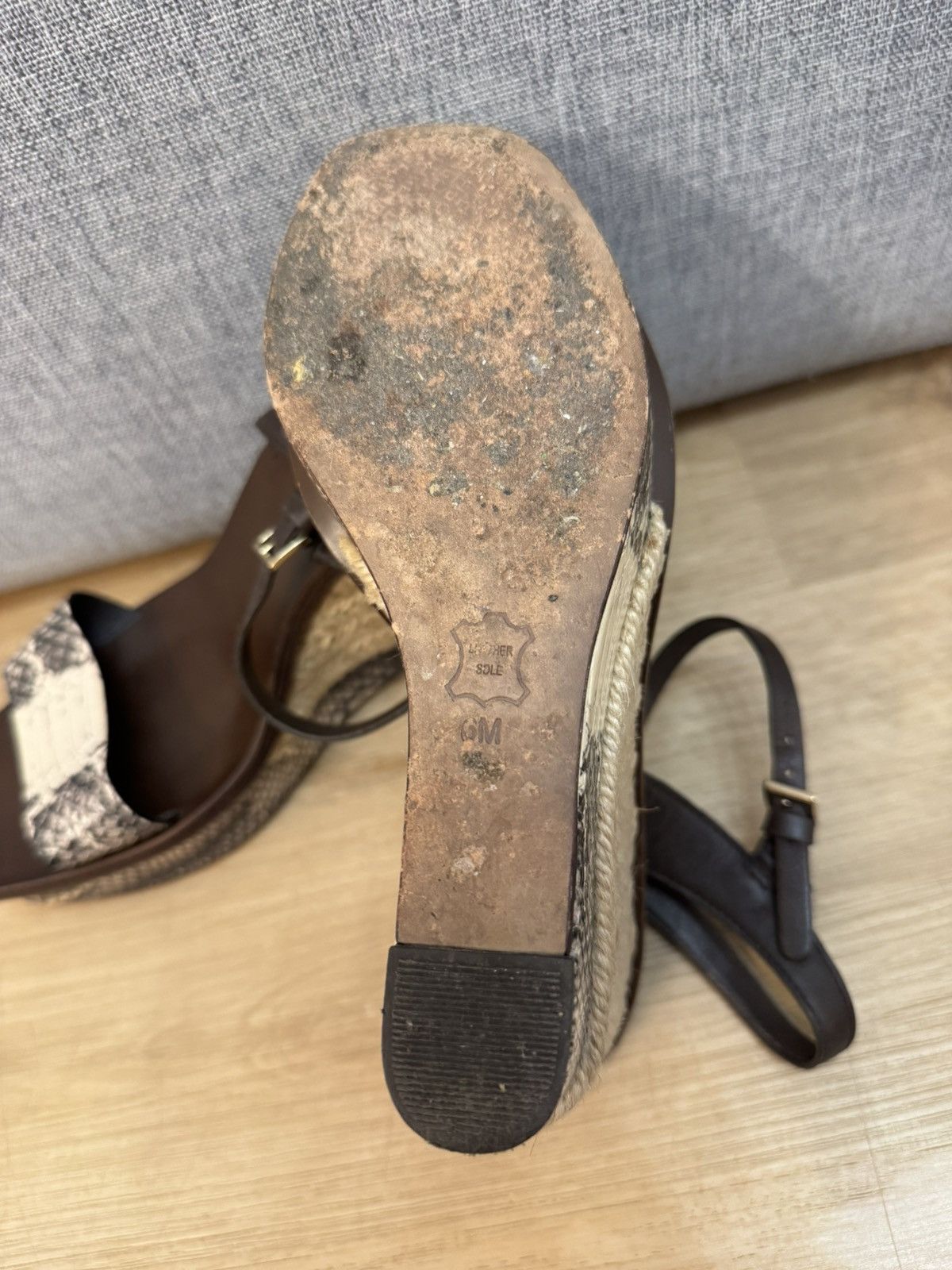 Tory Burch Tory Burch Python Leather Espadrille Wedge Ankle Strap 37 Size US 7 / IT 37 - 8 Thumbnail
