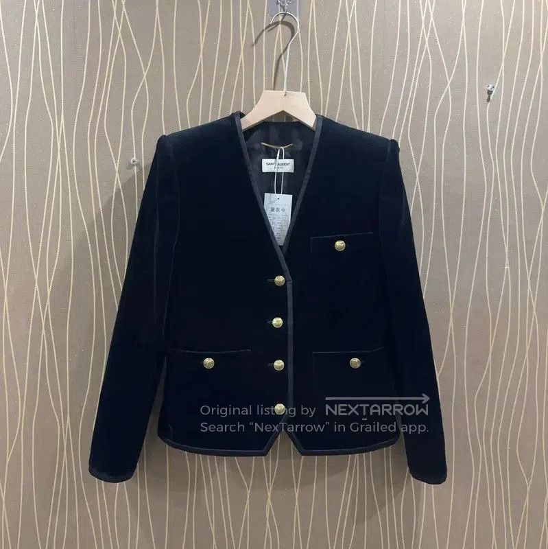Yves Saint Laurent YSL Black Cotton Women's Jacket Size S . Size S / US 4 / IT 40 - 1 Thumbnail